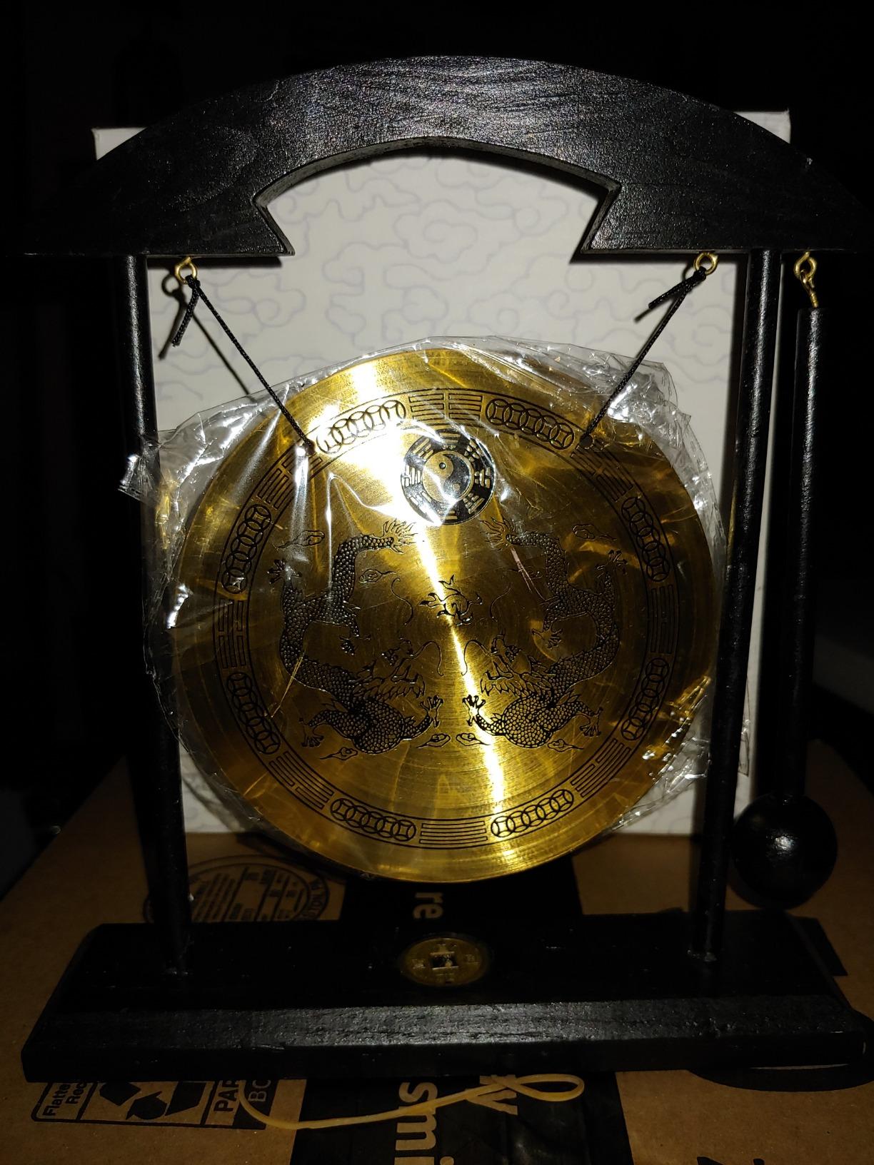 Feng Shui Brass Gong Desktop Zen Art for Fortune + Free Red String Bracelet H1301 customer photo 1