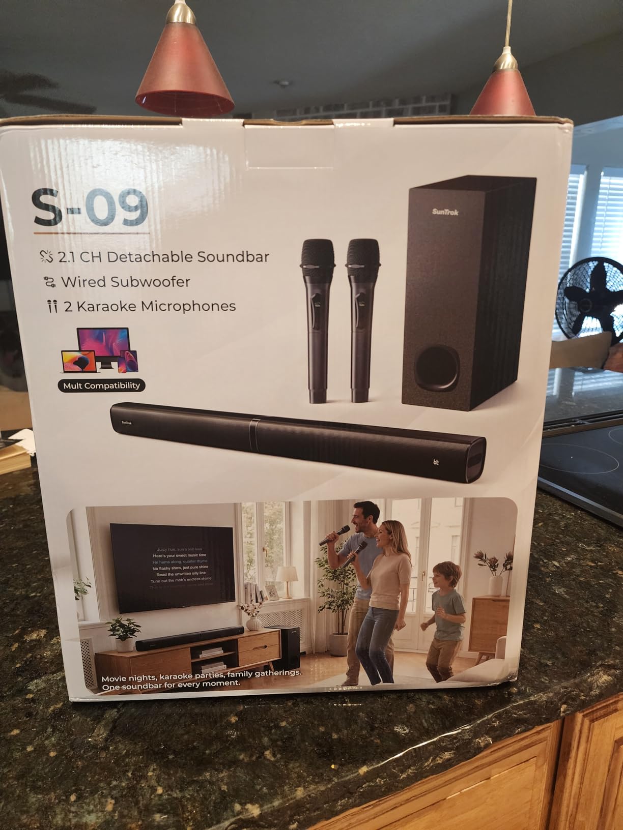 Soundbar with Subwoofer for TV, Home Theater Bluetooth 5.3 Speaker System with 2 Wireless Karaoke Mics, Surround Sound Audio with HDMI ARC, Optical, AUX, USB for Movie, Music, Family Party(Peak 260W) customer photo 1