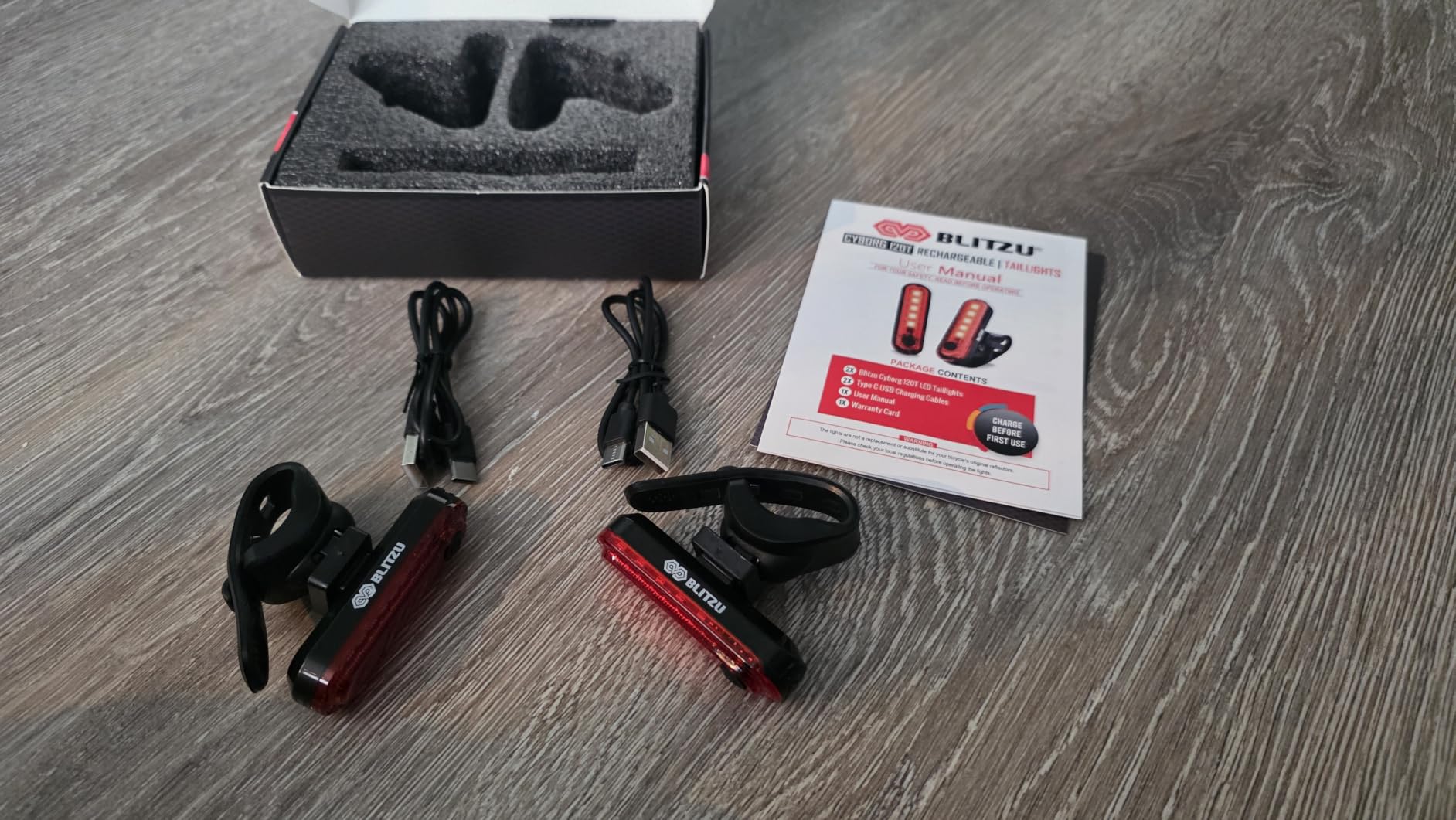 BLITZU Bike Tail Light, 2 Pack USB-C Rechargeable LED Bicycle Rear Lights | 120T, Bright LED, High Visibility Beam, 4 Modes, Easy Installation, Fast Charging, Long Battery Life, Durable, Waterproof customer photo 1