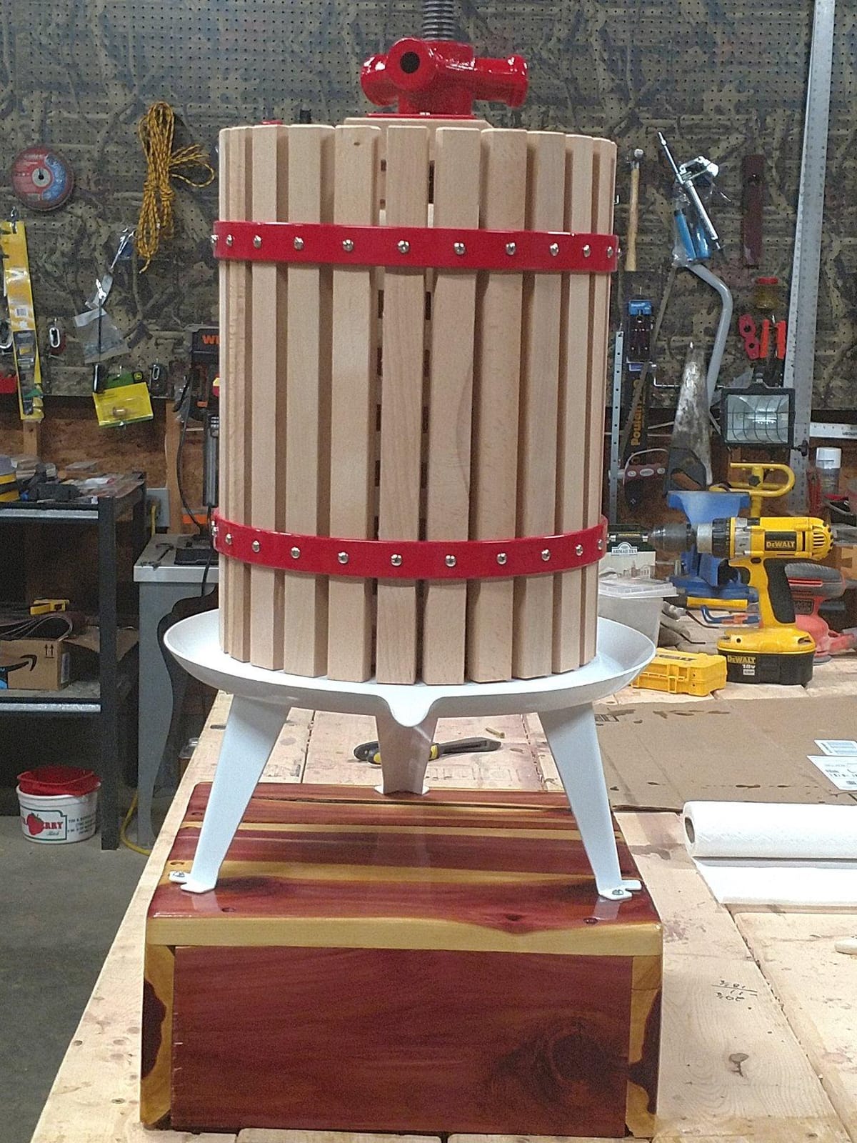 it's useful. 4.75 Gallon Solid Wood Basket Fruit, Cider and wine Press Old Fashioned Cast Iron Large Size customer photo 1