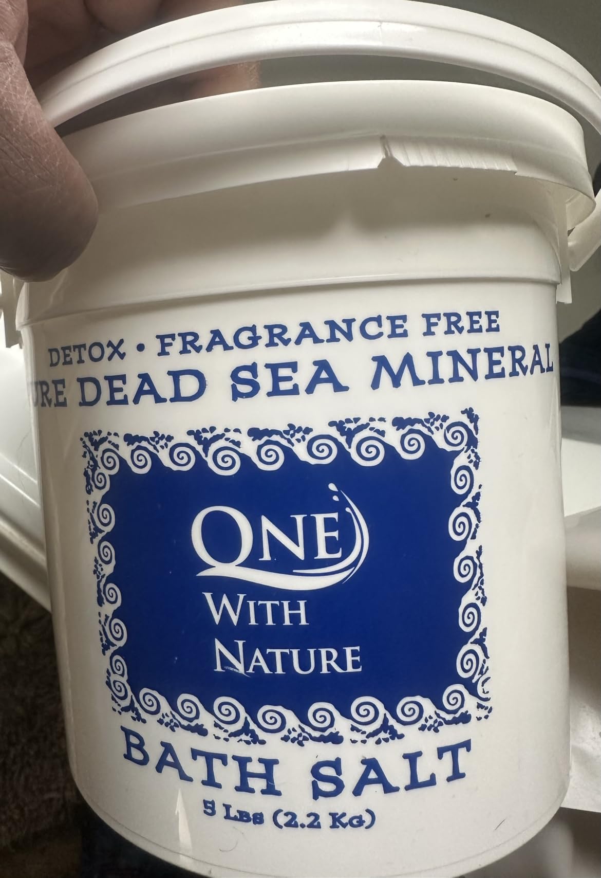 One With Nature 100% Pure Dead Sea Salt, 5Lb -Fine Bath Salts for Soaking, Body Exfoliator, 21 Essential Minerals with Magnesium, Sulphur. Fragrance-Free, Men, Women, Children. Helps Skin Conditions customer photo 1