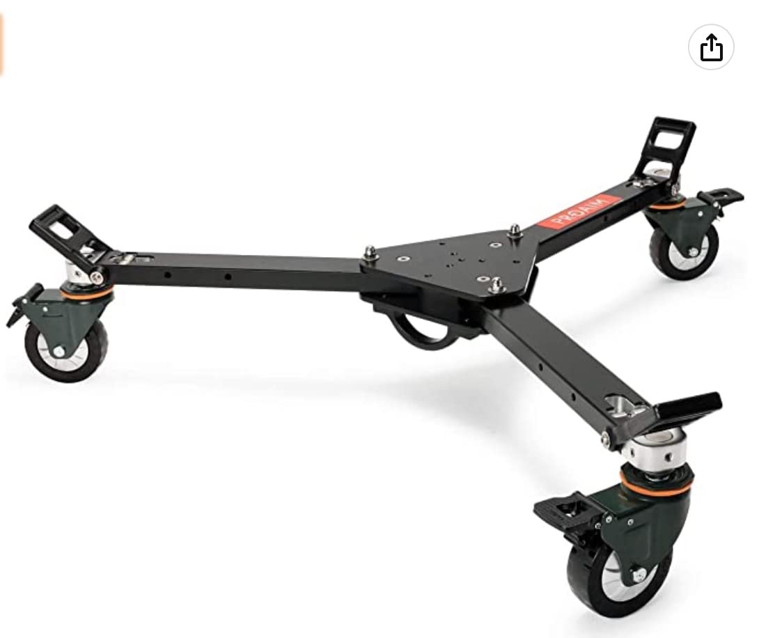 PROAIM Lineo Heavy-Duty Tripod Floor Dolly with PU Wheels, 500kg/1100lb | Aluminum 3-leg design for twin-spiked tripods; 100mm wheels with individual locks; ships fully assembled and folds for travel customer photo 1