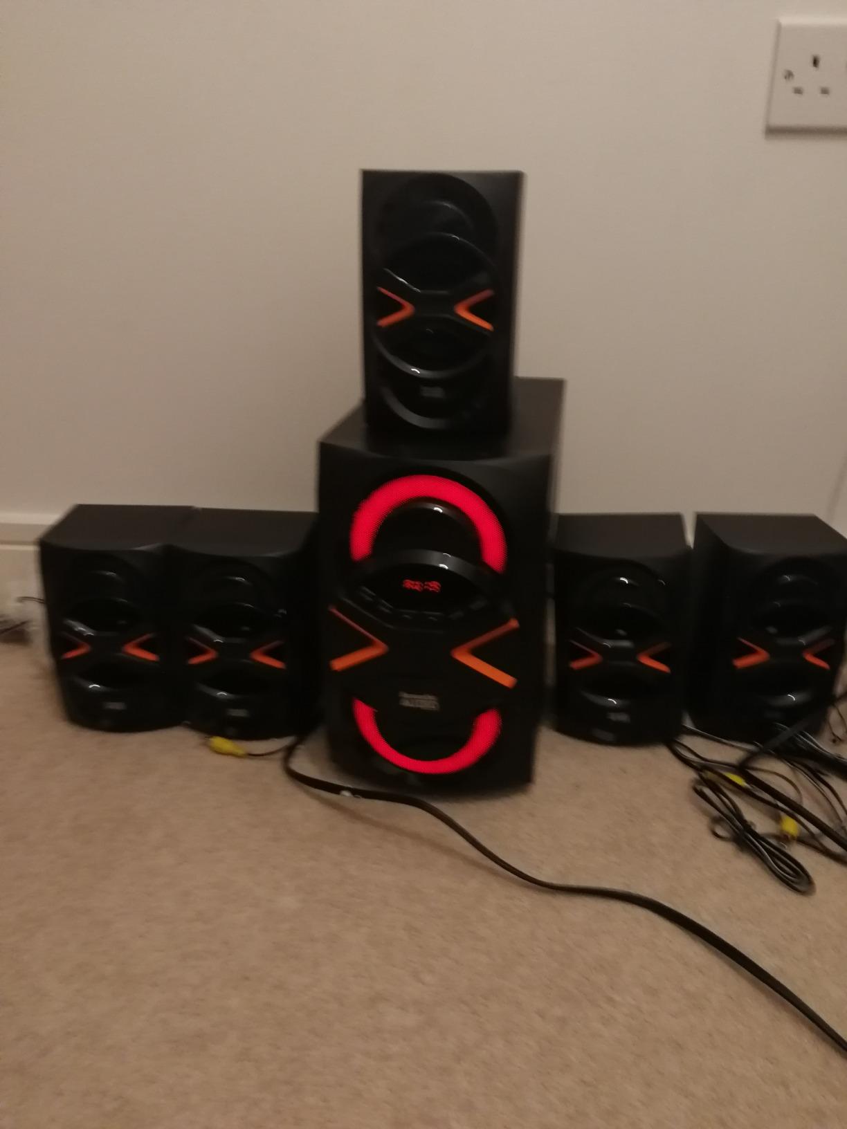 Acoustic Audio by Goldwood 5.1 Speaker System 5.1-Channel with LED lights and Bluetooth Home Theater Speaker System, Black (AA5210) customer photo 1