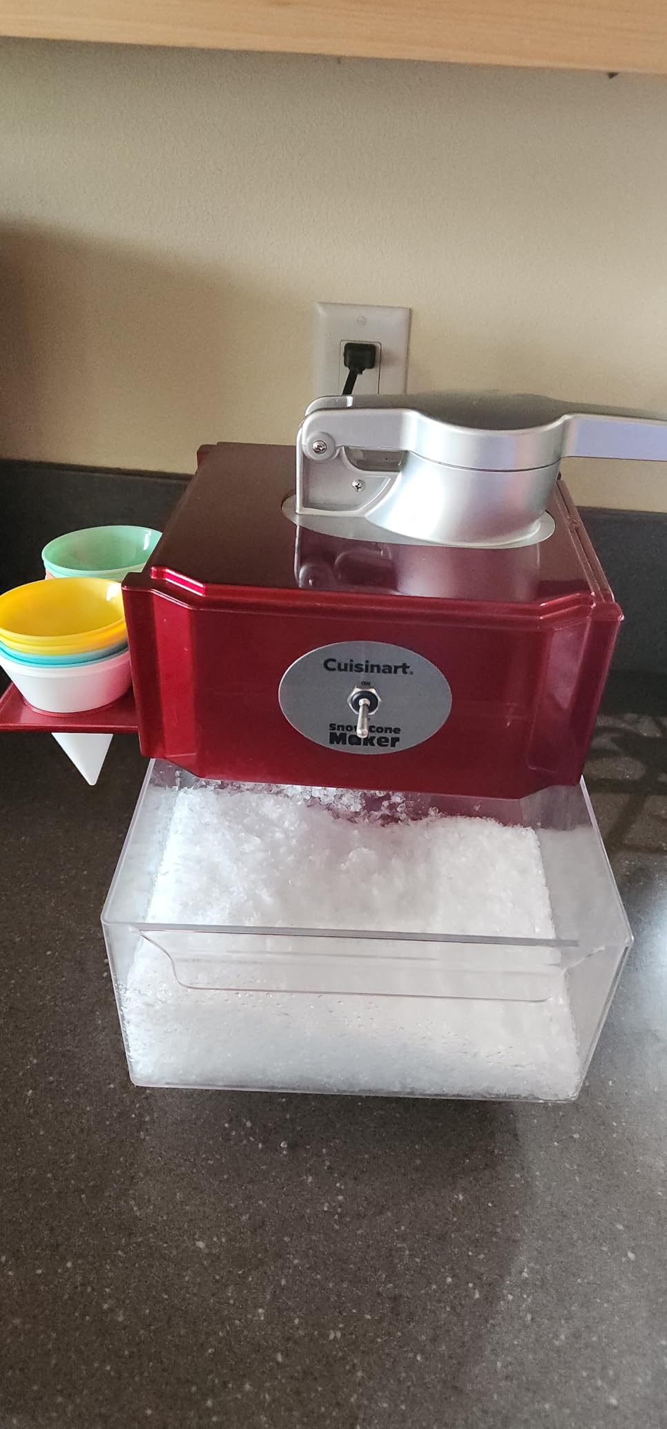 Cuisinart Snow Cone Machine, 90 W Motor, Interlock Safety, 4 Reusable Cones, Compact Design, Countertop, Red customer photo 2