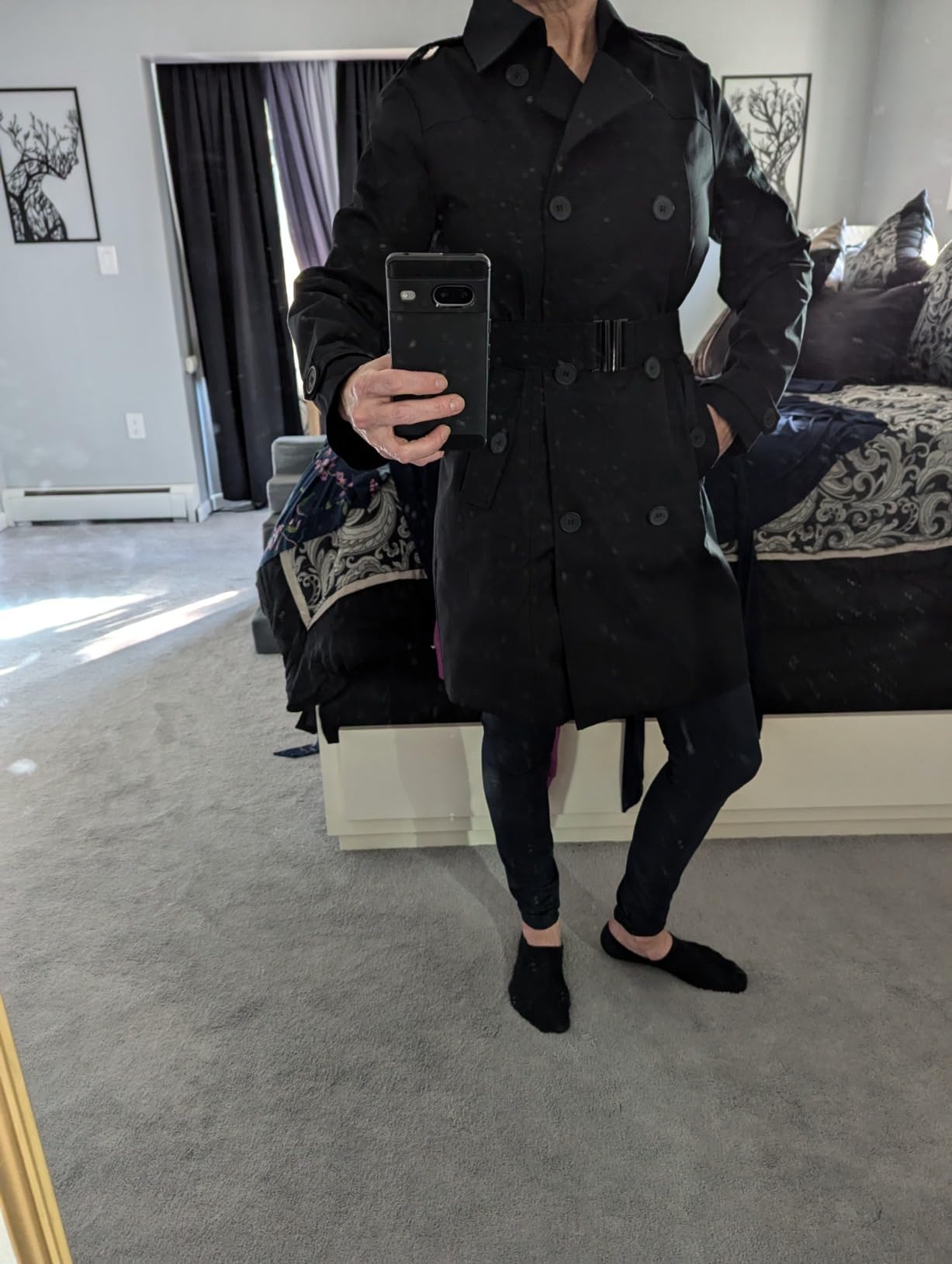 wantdo Women's Trench Coat Classic Lapel Outerwear with Belt customer photo 2
