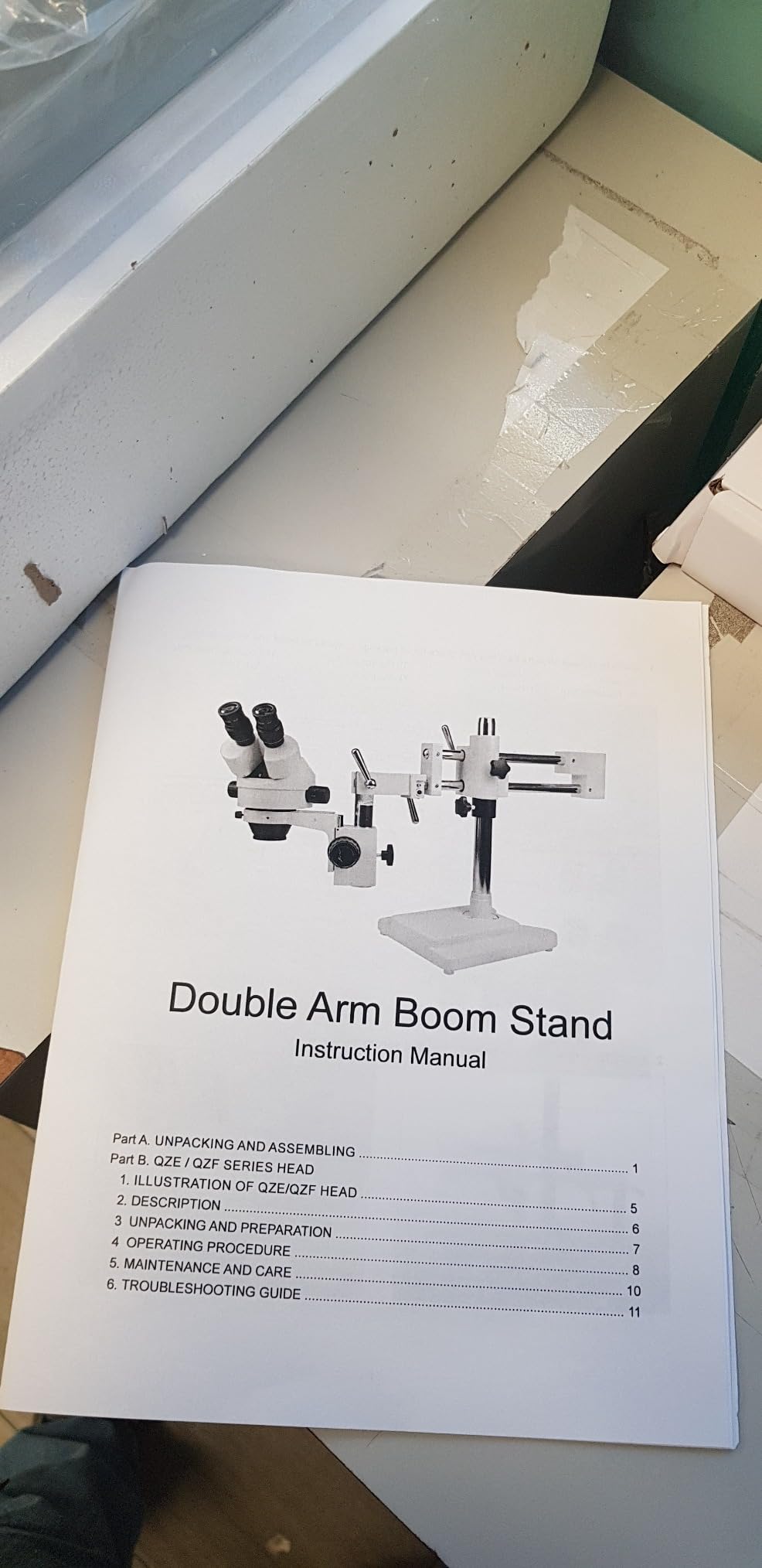 Trinocular Stereo Zoom Microscope 3.5X-90X, Dbl-Arm Boom customer photo 1