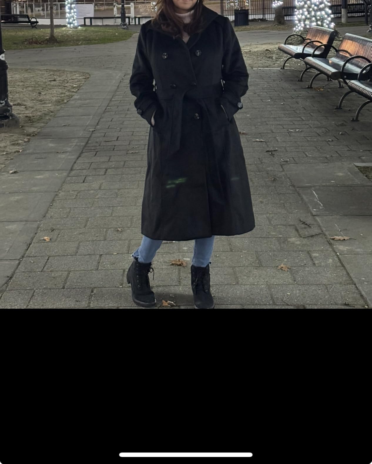 Escalier Women's Wool Trench Coat Winter Double-Breasted Jacket with Belts customer photo 1