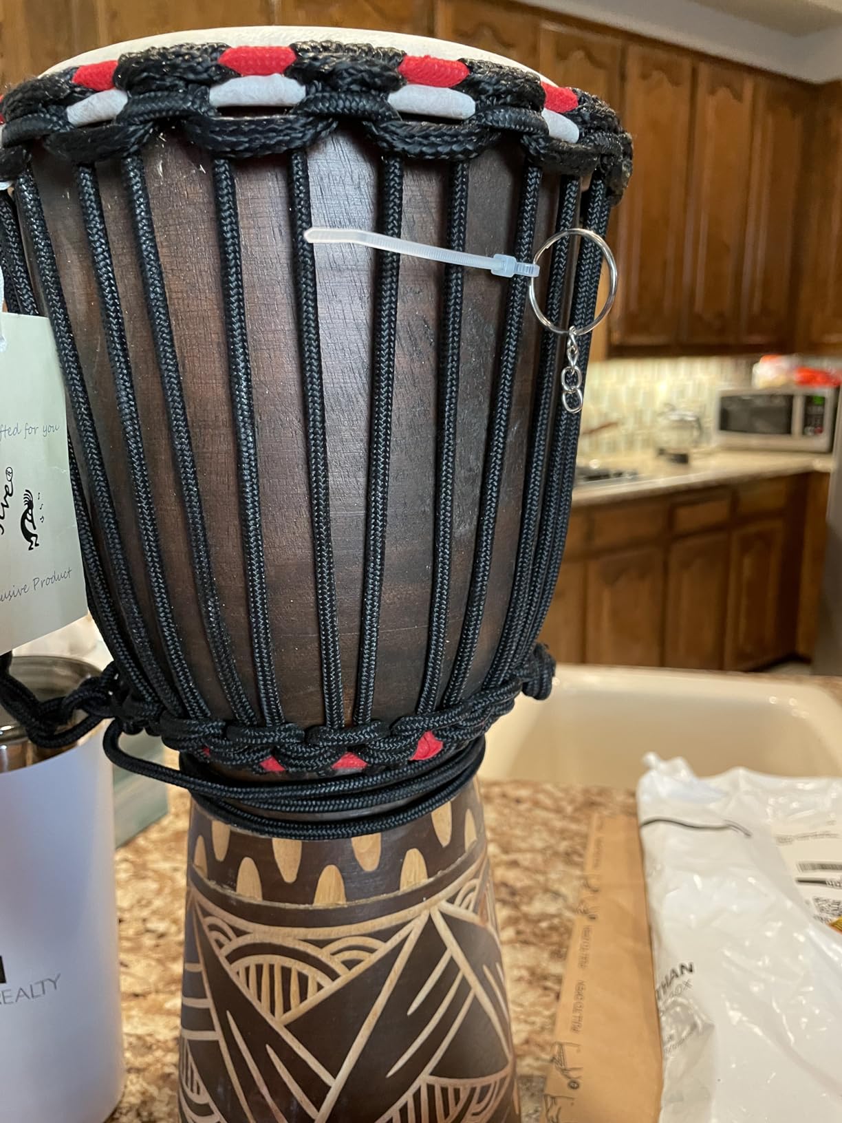 JIVE Djembe African Bongo Congo Drum Mahogany Wood Goat Skin Drum Head - 16