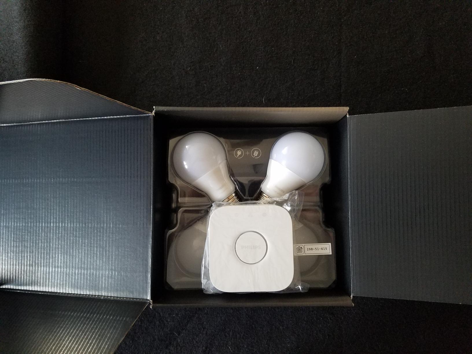 Philips Hue White A19 60W Equivalent LED Smart Bulb Starter Kit (4 A19 White Bulbs and 1 Hub Compatible with Amazon Alexa Apple HomeKit and Google Assistant) customer photo 1