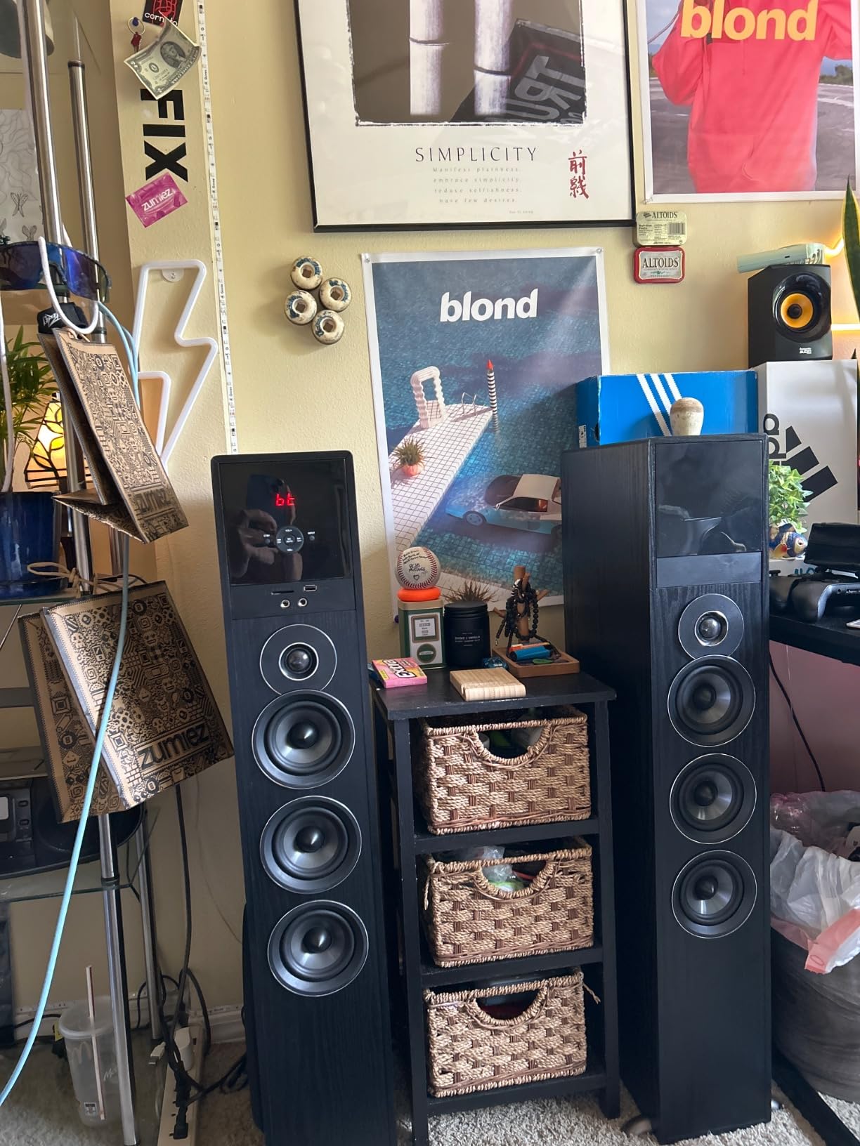 Rockville TM150B Black Powered Home Theater Tower Speakers Dual 10