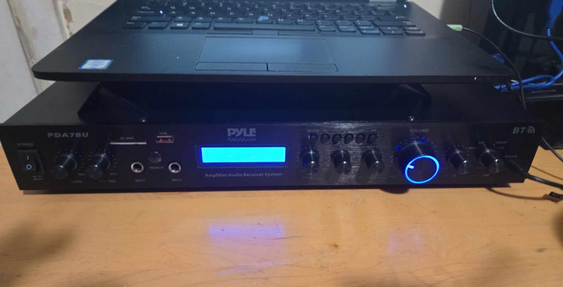 Pyle Bluetooth Home Theater Amplifier - 200 Watts into 5 Channels with Subwoofer Out, Easy Karaoke - Dual Mic, Wireless Streaming, USB/SD with MP3 player, RCA Input, FM Radio, LCD Display customer photo 1