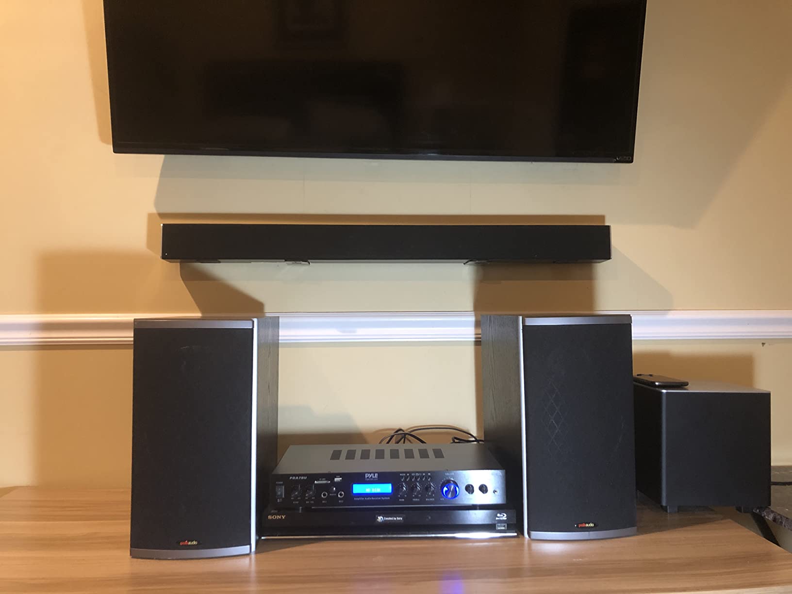 Pyle Bluetooth Home Theater Amplifier - 200 Watts into 5 Channels with Subwoofer Out, Easy Karaoke - Dual Mic, Wireless Streaming, USB/SD with MP3 player, RCA Input, FM Radio, LCD Display customer photo 2