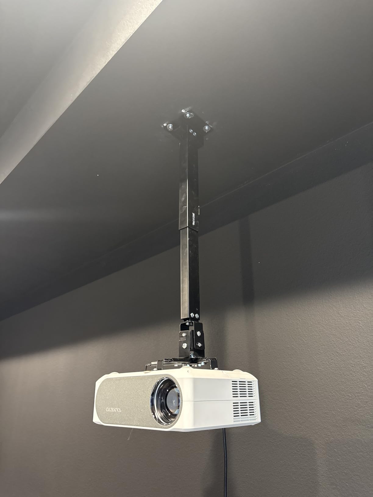WALI Projector Ceiling Mount, Universal Low Profile Projector Mount with Retractable Arms and Multiple Adjustment Function (PM-002-W), White customer photo 2