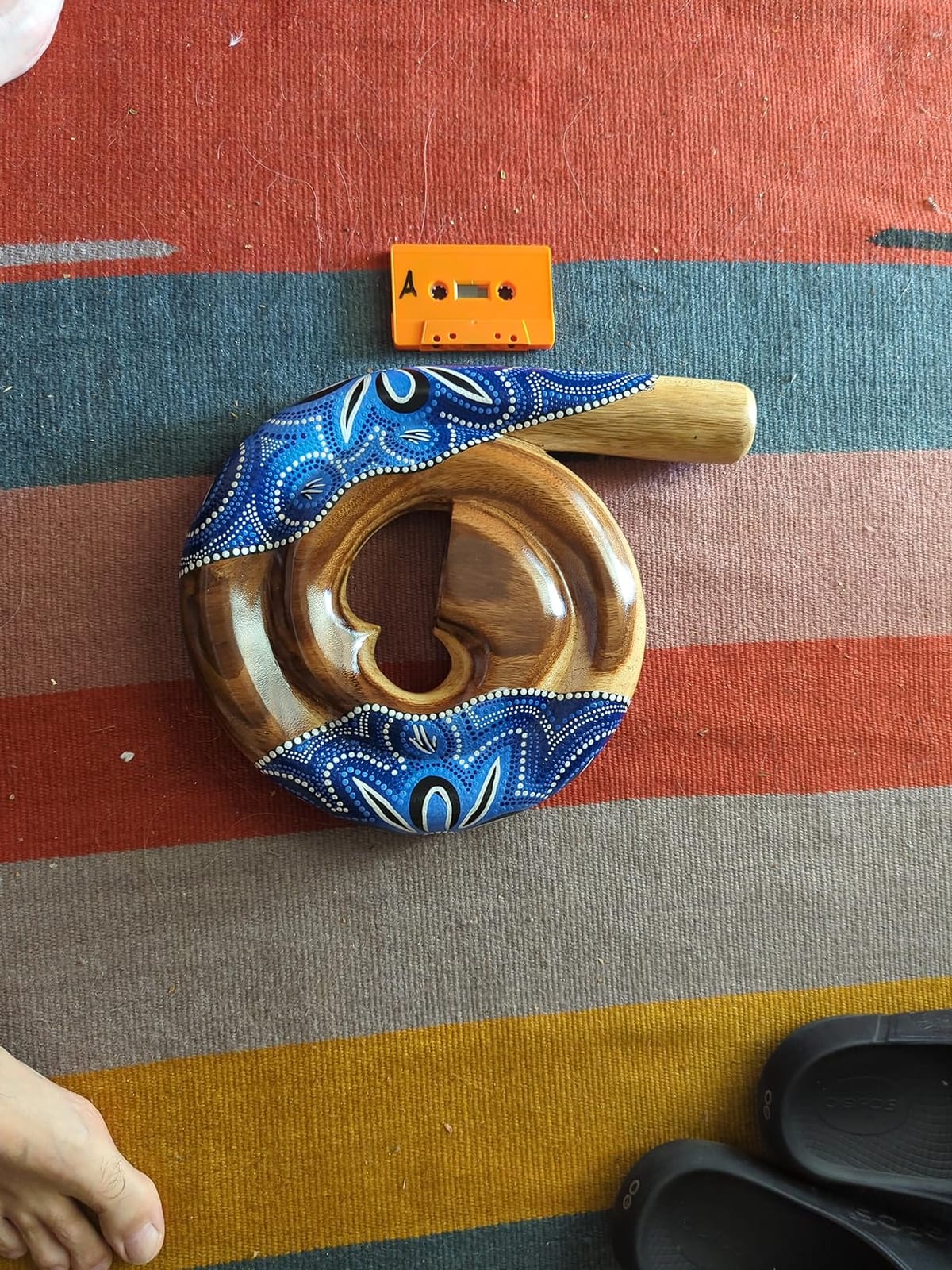 Didgeridoo Instrument – Spiral Shaped Solid Mahogany Travel Didgeridoo – Hand-Painted Aboriginal Style by JIVE, Professional Resonant Tone for Sound Therapy & Circular Breathing (Spiral, Multi Color) customer photo 2