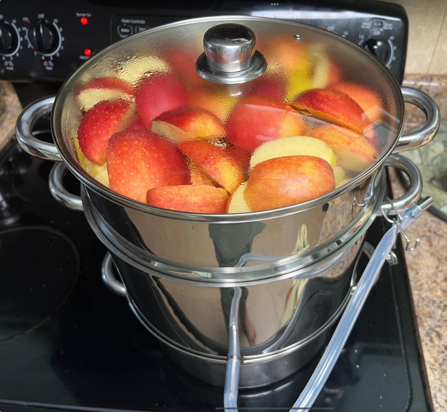 Giantex 11 Quart Juice Steamer Fruit Vegetables Juicer Steamers w/Tempered Glass Lid, Hose, Clamp, Loop Handles Stainless Steel Steam Juicer Multipots Kitchen Cookware for Making Juice, Jelly, Pasta customer photo 1