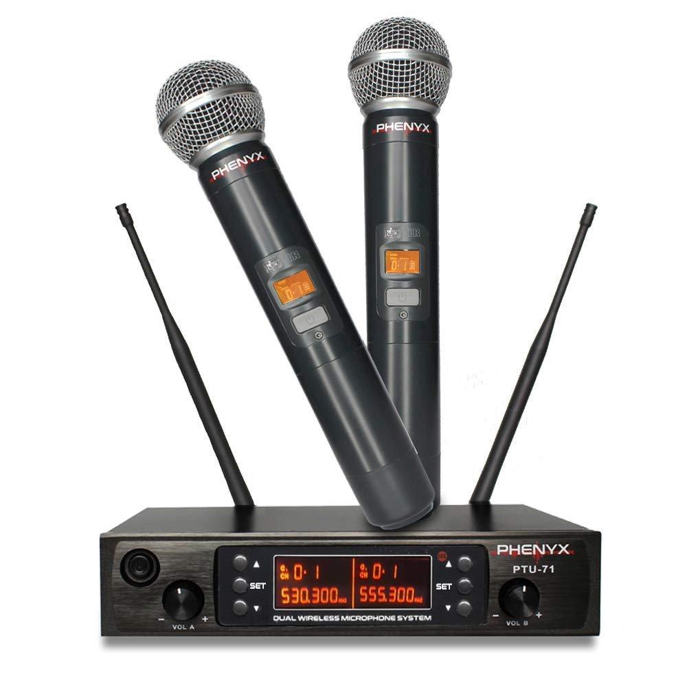 Phenyx Pro Dual UHF Auto Scan Handheld Wireless Microphone System PTU-71-2H | 2 Dynamic Mics, 2 x 100 Frequencies, 328 ft Range, Live Vocals, Karaoke Events, Worship Services customer photo 1
