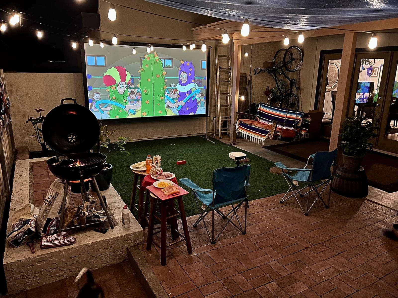 Projector Screen 135 inch,Projector Screen Outdoor with 3-Layers PVC customer photo 2