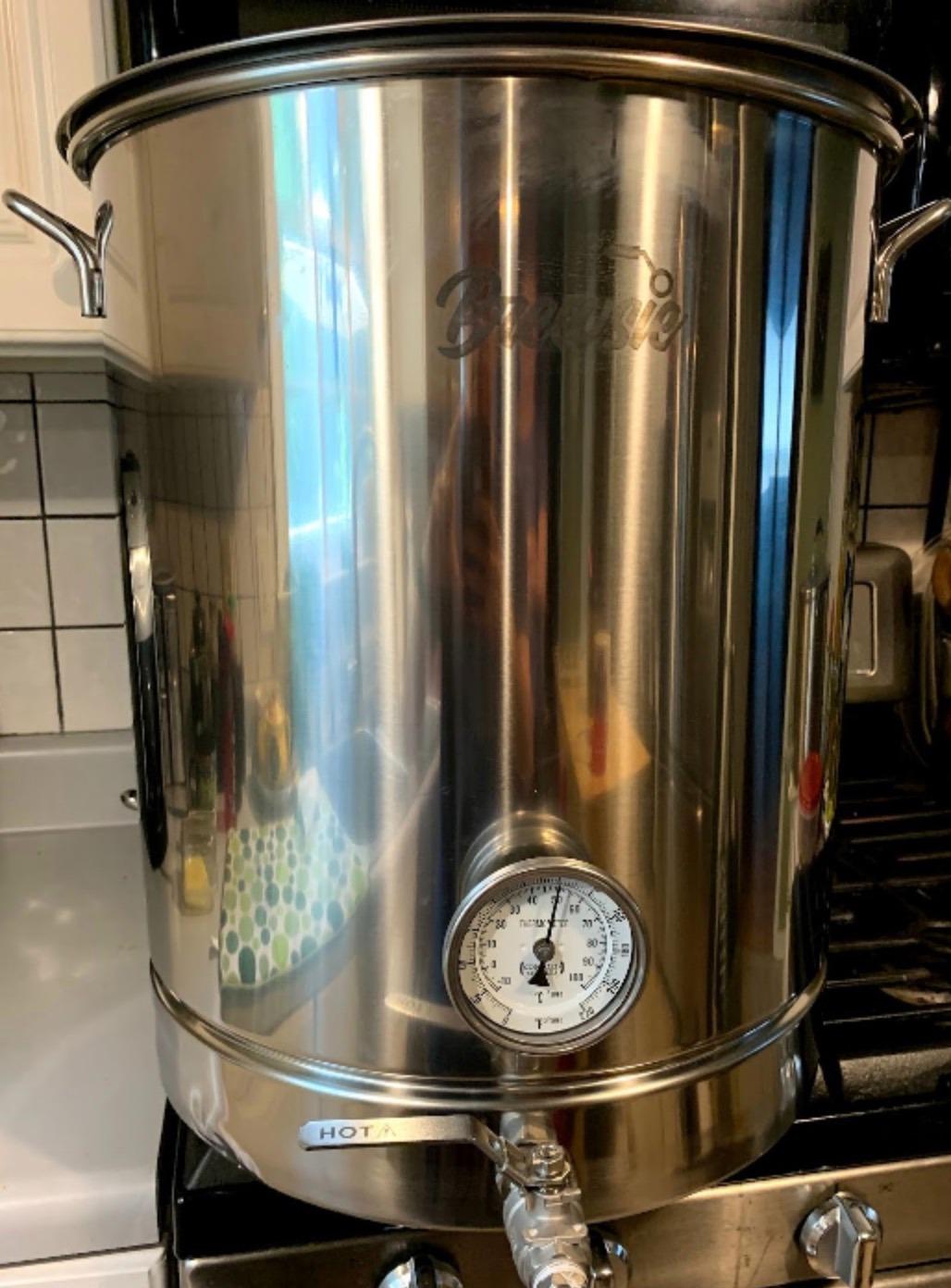 BREWSIE Stainless Steel Home Brew Kettle w/Dual Filtration. Equip with False Bottom Thermometer and Ball Valve for Brewing (8 Gal/ 32 QT)… customer photo 2