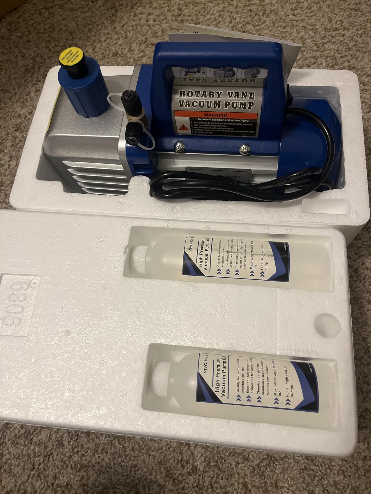 VIVOHOME 110V 1/2 HP 5 CFM Dual Stage Rotary Vane HVAC Air Vacuum Pump customer photo 1