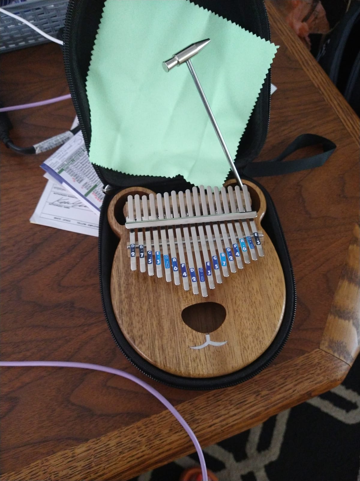 Thumb Piano, AKLOT Bear Kalimba Solid Wood 17 Keys Finger Piano Start Kits with Protective Case Tuning Hammer Study Booklet Cleaning Cloth customer photo 2