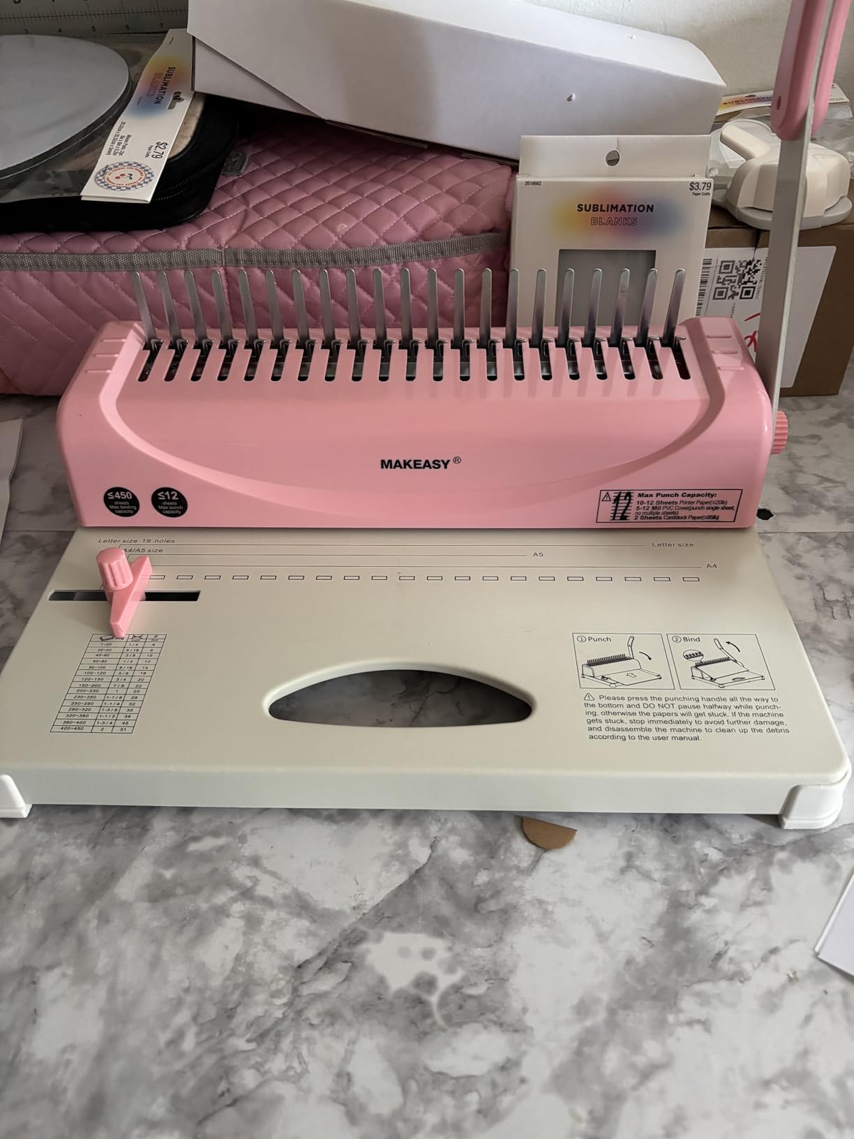 MAKEASY Comb Binding Machine - Punch 12 Sheet, Easy Punch No Jam, Heavy-Duty Metal Build, Book Binder for Office Reports & Home School Projects, Includes 100 Combs, Letter/A4/A5 Compatible customer photo 2