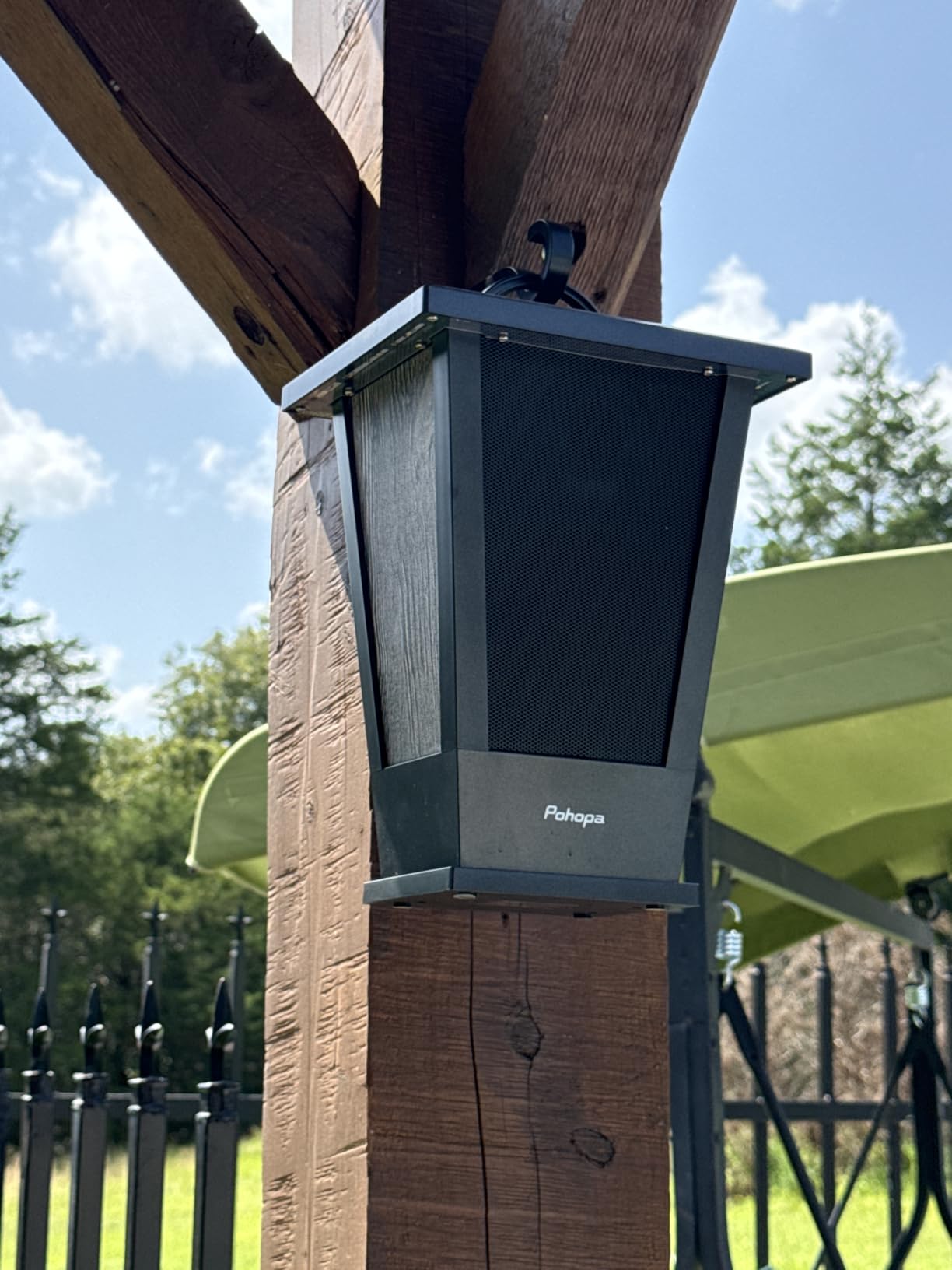 pohopa Bluetooth Speakers Waterproof, 2 Packs True Wireless Stereo Sound 20W Dual Pairing Lantern Indoor Outdoor Speakers with 20 Piece LED Lights, Rich Bass, Pinao Black customer photo 2