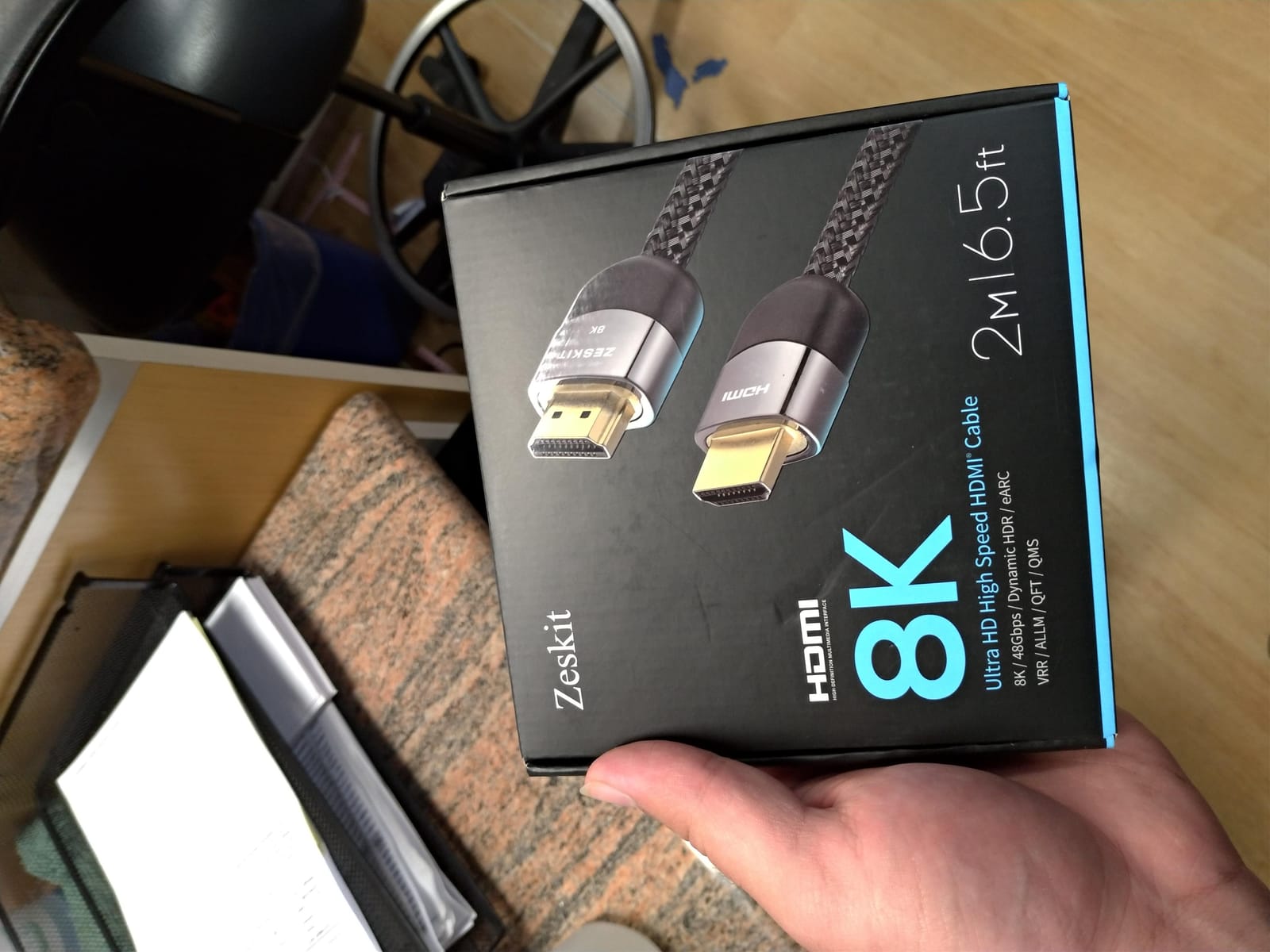 Zeskit Certified 2.1 8K HDMI Cable 48Gbps 4K120Hz Compatible with Soundbar eARC HDR10 VRR Dolby Vision Atmos HDCP 2.2 & 2.3 Gaming PS5 Xbox Series X Apple TV Roku Monitor (Ultra High Speed Maya 6ft) customer photo 1
