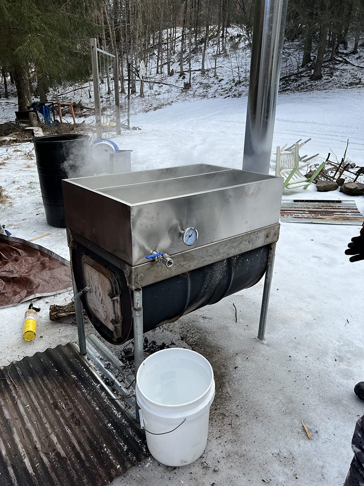 VBENLEM Maple Syrup Evaporator Pan 48x24x9.4 Inch Stainless Steel Maple Syrup Boiling Pan with Valve and Thermometer and Divided Pan customer photo 1