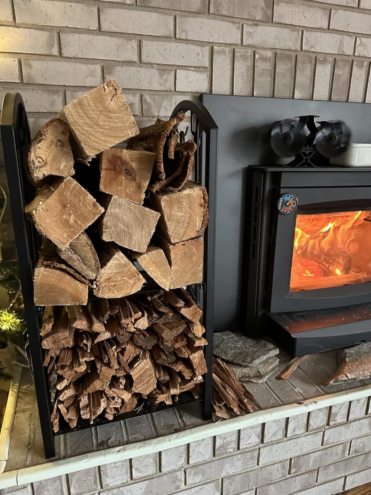 Fire Beauty Fireplace Firewood Log Rack 5-Piece Storage Logs Holder with Tools Set with 4 Tools Set Fireside Holders Wood Lumber Storage Stacking Black customer photo 2
