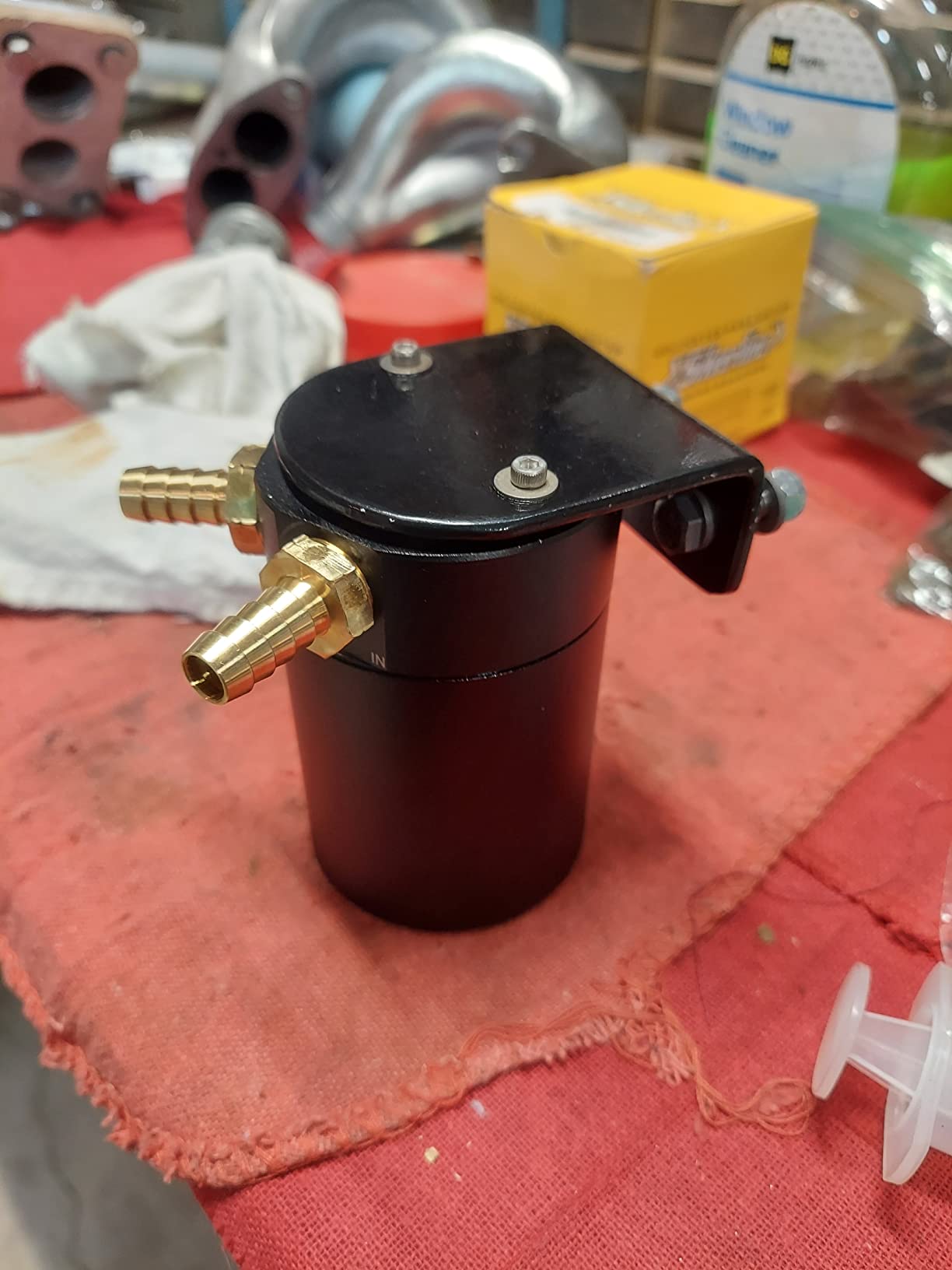 Baffled Oil Catch Can Kit Universal 2 Port Aluminum Oil Separator Reservoir Tank with Drain Valve customer photo 2