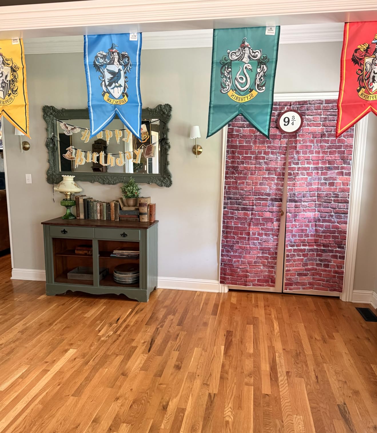 Brick Wall Party Backdrop, Wall Decoration, Curtains Door, Old Red customer photo 2