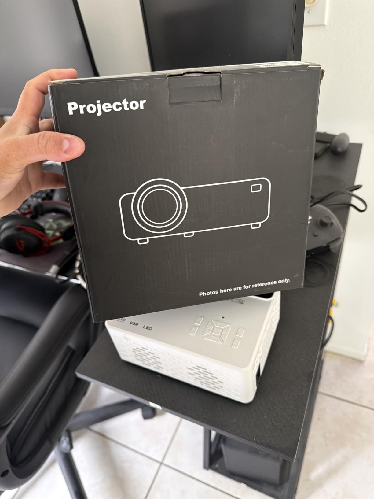 TMY 1080P Mini Portable Projector, 2-way Bluetooth, with 80in Screen | 1080P home theater, indoor/outdoor movies, Compatible with TV Stick/Roku/Phone/PC/PS/DVD/HDMI/USB customer photo 1