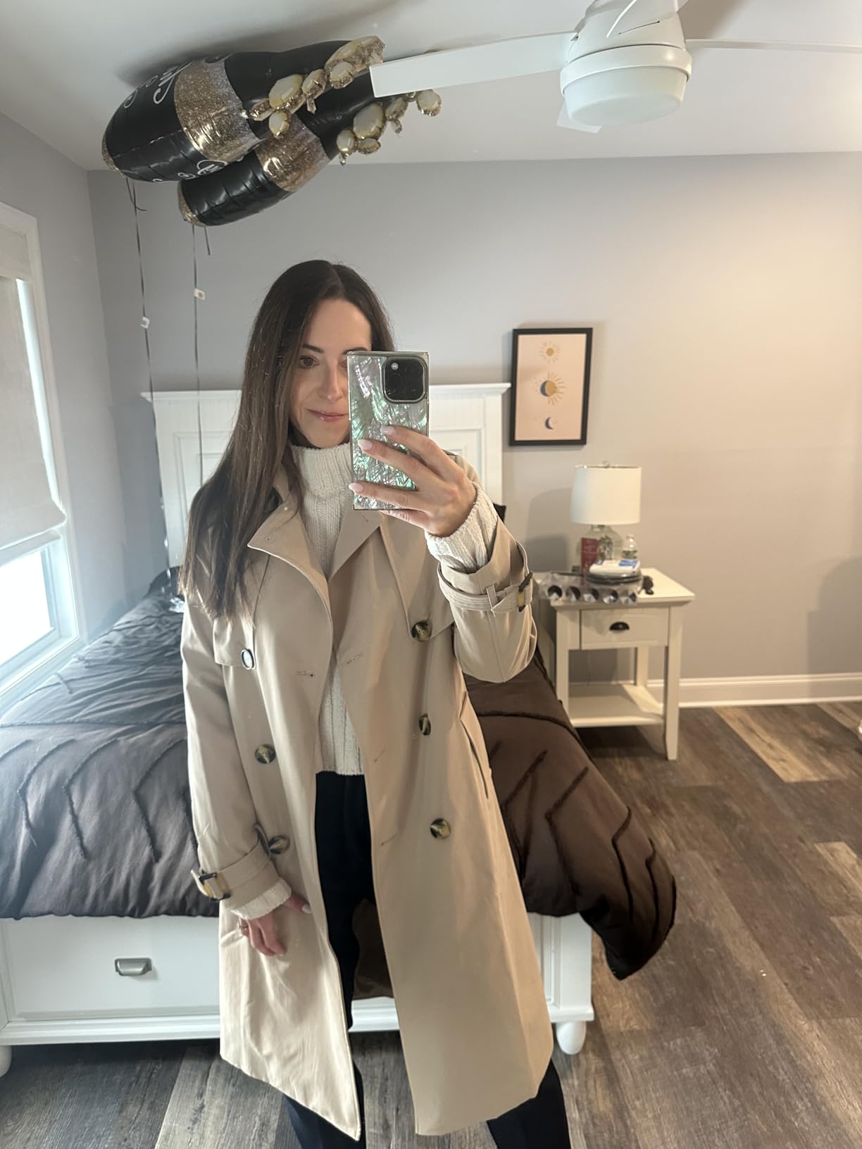 Orolay Women's 3/4 Length Double Breasted Trench Coat Lapel Jacket with Belt customer photo 2