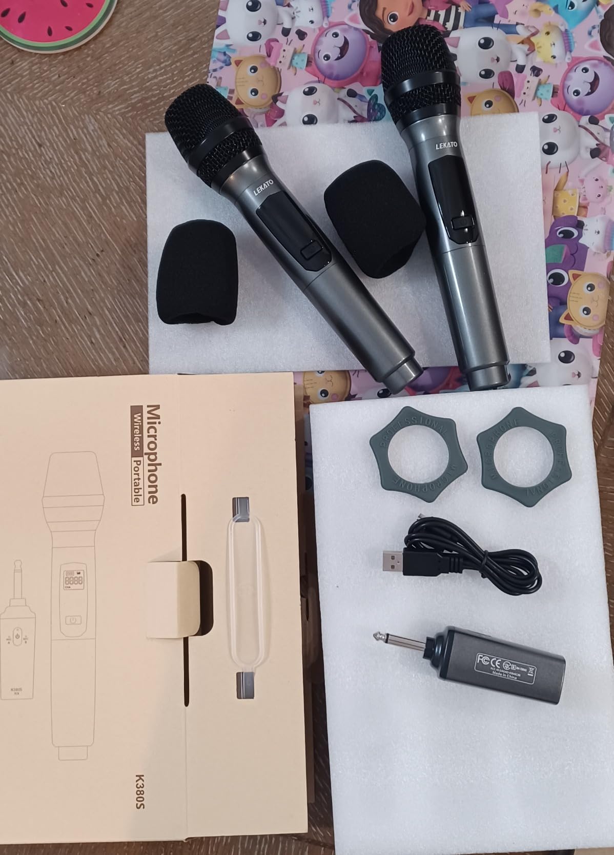 LEKATO Wireless Microphone Rechargeable Wireless Microphones with Receiver Dual Handheld Microphone System Dynamic MIC for Singing, Speech, Wedding, Church,Speaker, PA System(K380S) customer photo 2