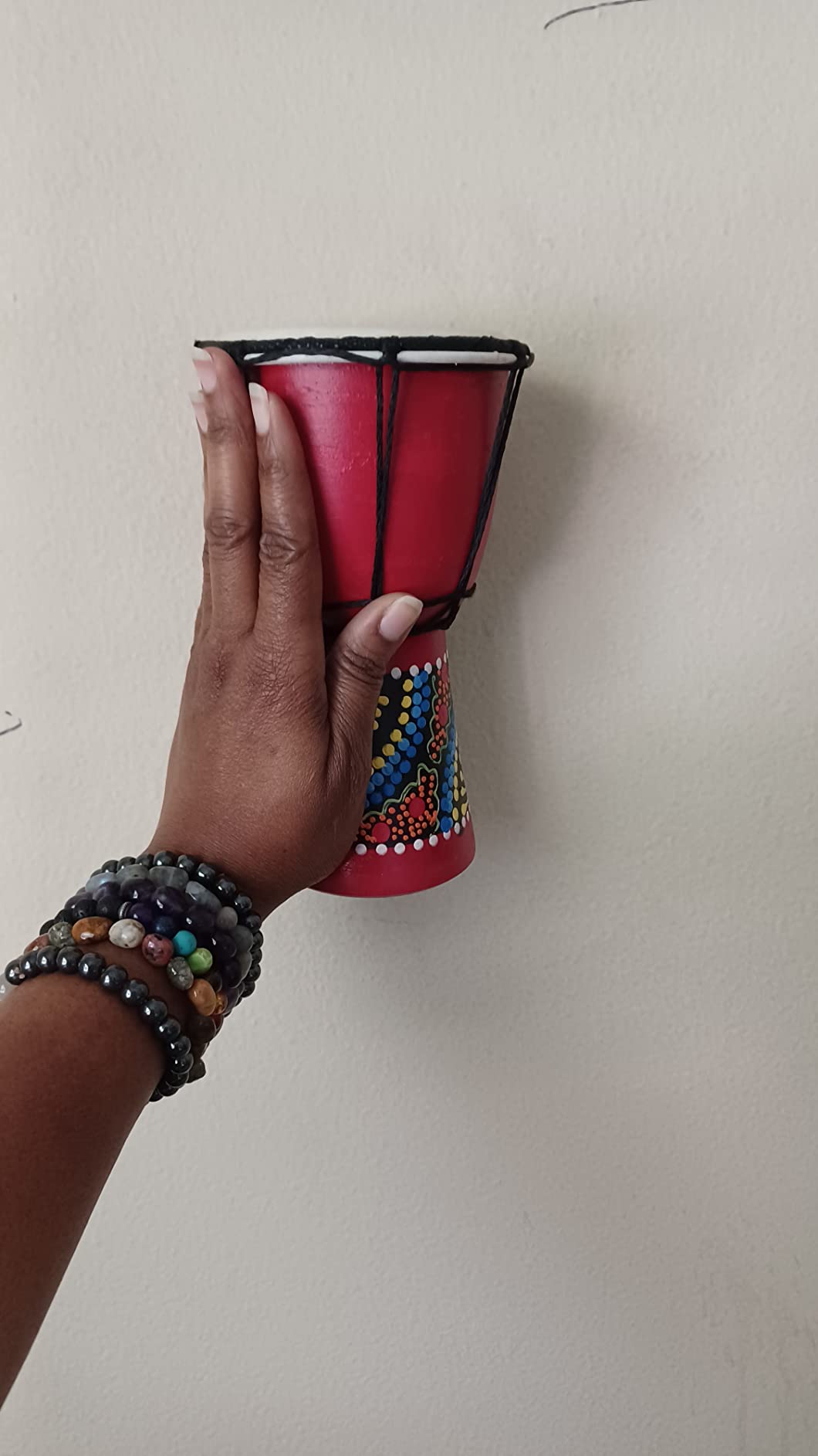Kmise Djembe African Hand Drum Mahogany Standard Goat Skin Drumhead (6 inch) customer photo 1