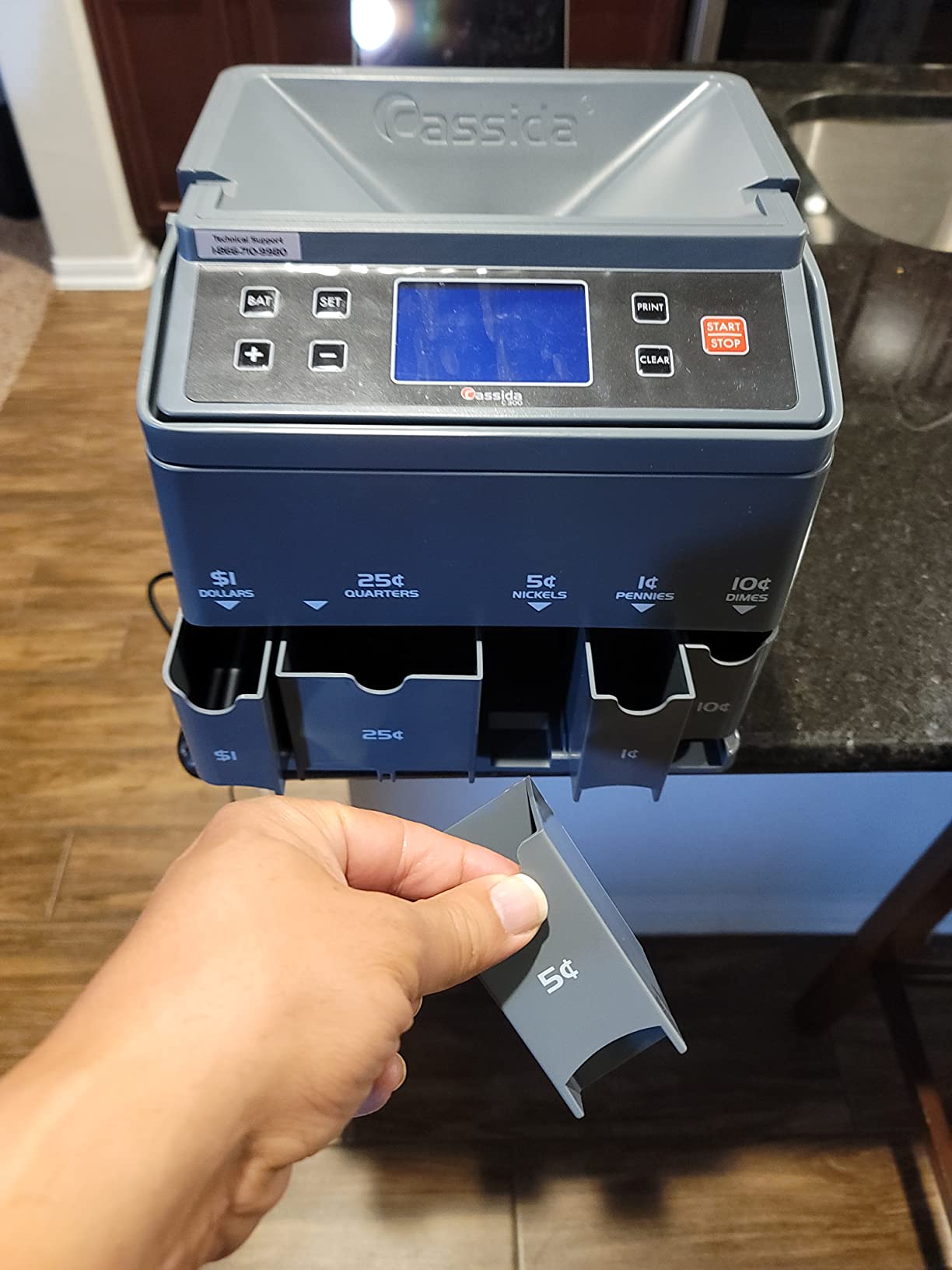 Cassida C300 Professional USD Coin Counter, Sorter and Wrapper/Roller, 300 Coins/min, with Quickload and Printing-Compatible, Gray customer photo 2
