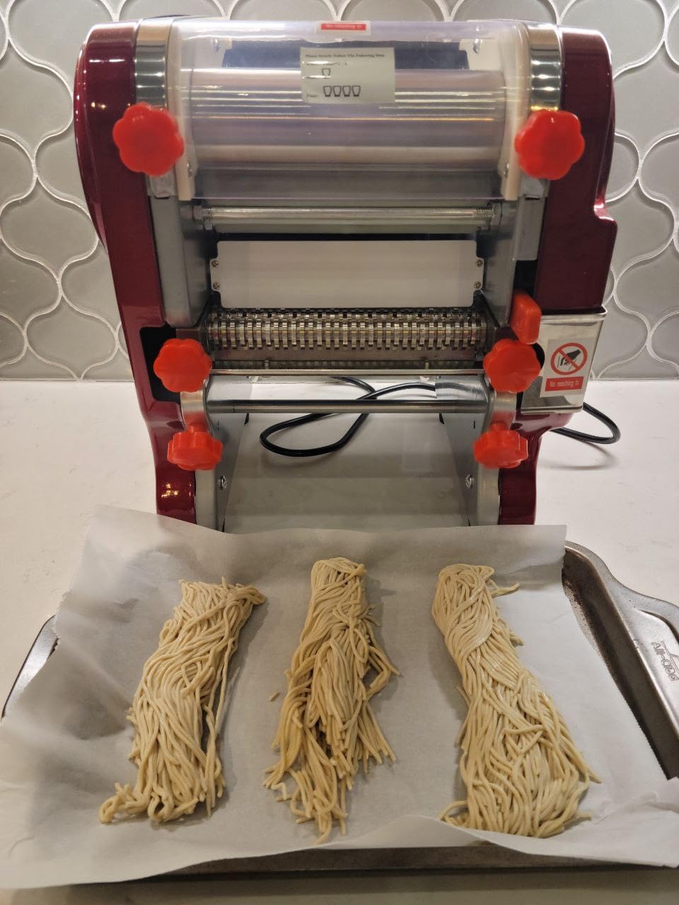 Pasta Maker Machine,Electric Noodle Maker&Dumpling Machine for Commercial&Home Use,Stainless Steel Dual-Cutter No Disassembled-3/9mm Width Noodle/Thickness Dough-Auto Noodle Sheeter customer photo 2