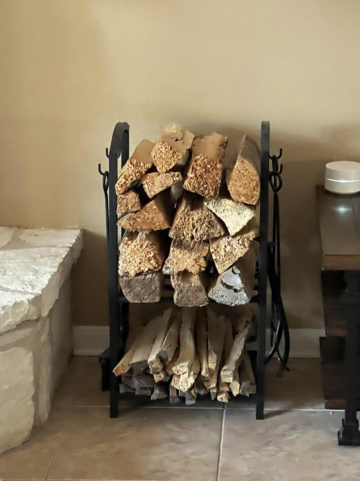 Best Choice Products 5-Piece Indoor Outdoor Wrought Iron Firewood Log Storage Rack Holder Firepit Tools Set for Fireplace, Fire Pit, Stove w/Hook, Broom, Shovel, Tongs - Copper customer photo 1