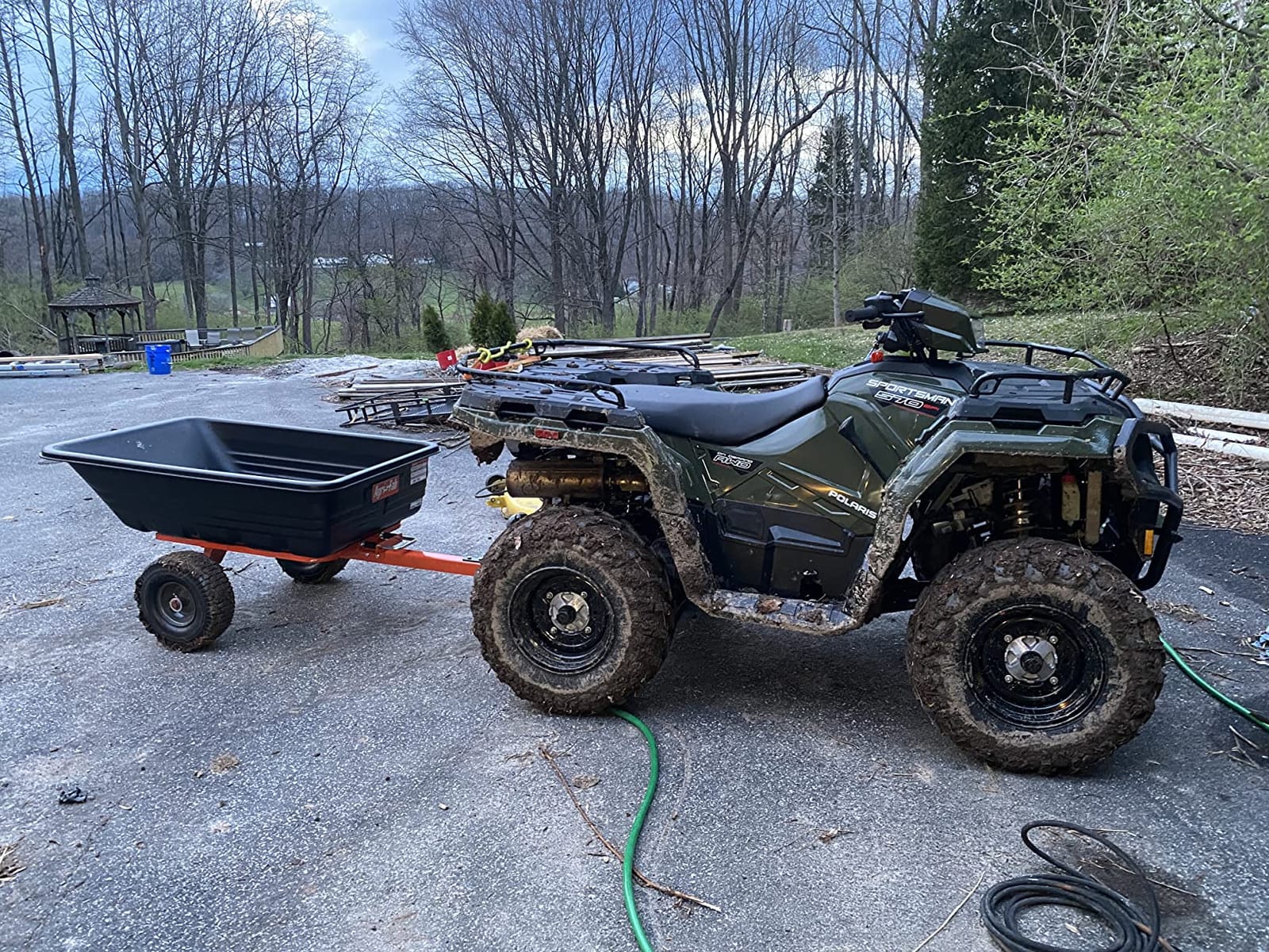 Agri-Fab Tow Behind Poly Dump Swivel Cart for Lawn Tractors and Mowers, 700 lb Capacity, 12 Cu Ft Utility Trailer customer photo 1