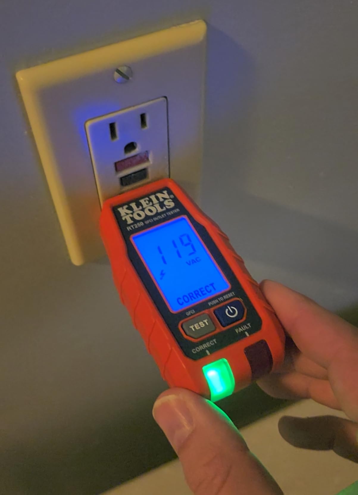 Klein Tools RT250 GFCI Outlet Tester with LCD Display, Electric Voltage Tester for Standard 3-Wire 120V Electrical Receptacles customer photo 2