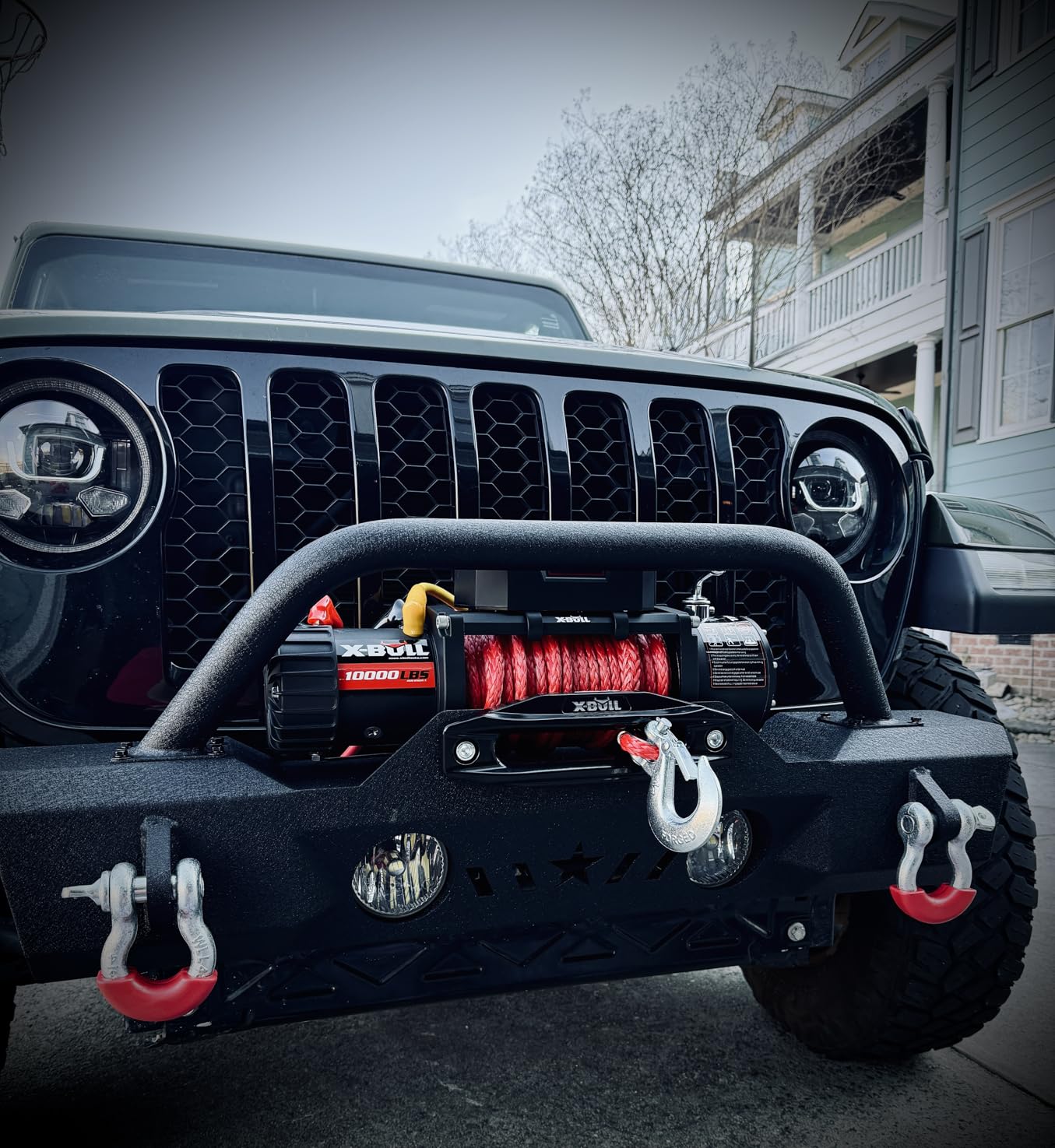 X-BULL Winch 10000 lb. Load Capacity Electric Winch Kit 12V Synthetic Rope,Waterproof Electric Winch with Hawse Fairlead, with Wireless Handheld Remote and Corded Control Recovery customer photo 2