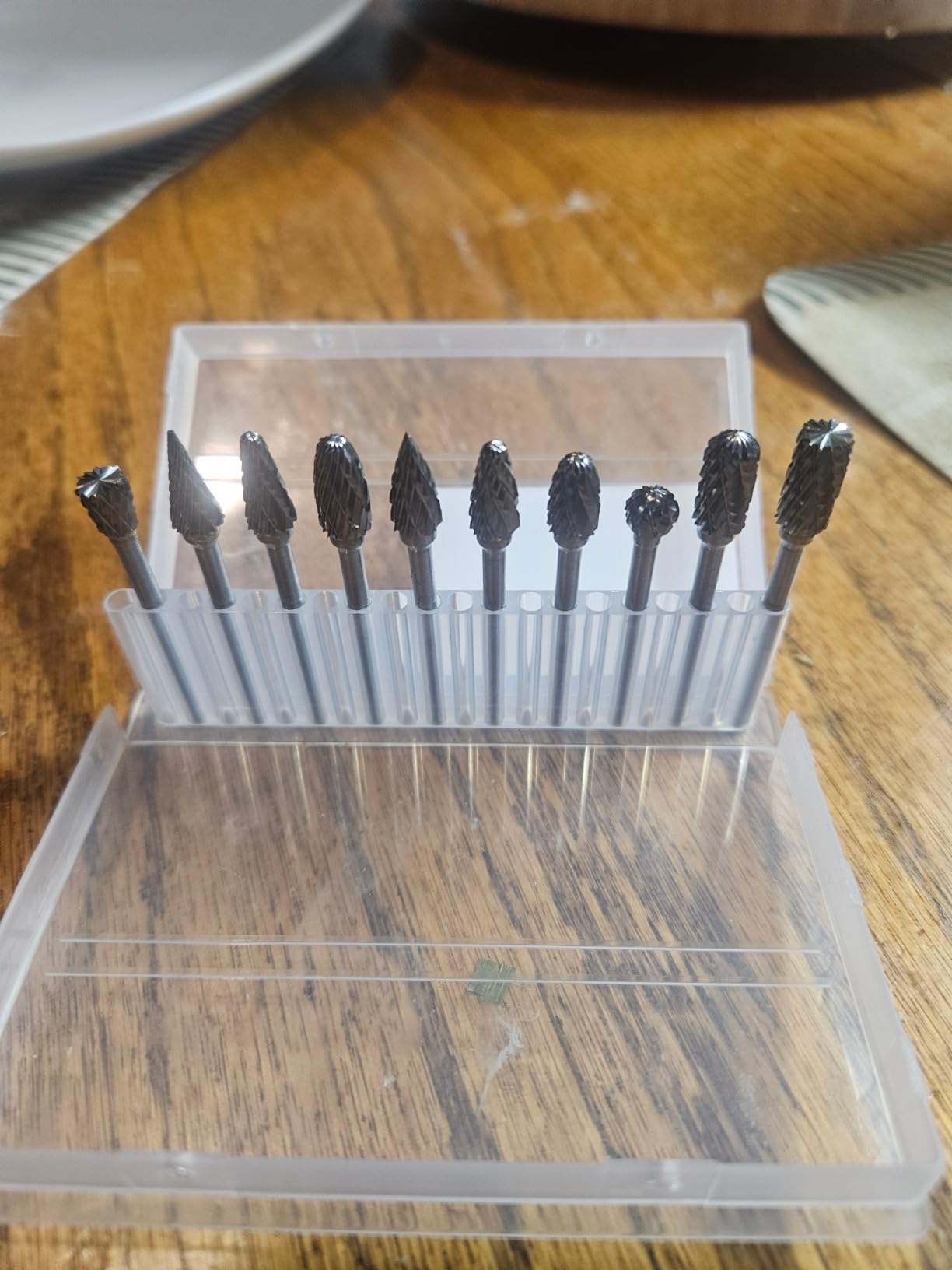 Tungsten Carbide Rotary Burr Set for Dremel, 10PCS Carbide Double Cut Carving Burr Bits with 1/8” Shank Rotary Tool Accessories for Woodworking, Engraving, Drilling, Steel Metal Working customer photo 2