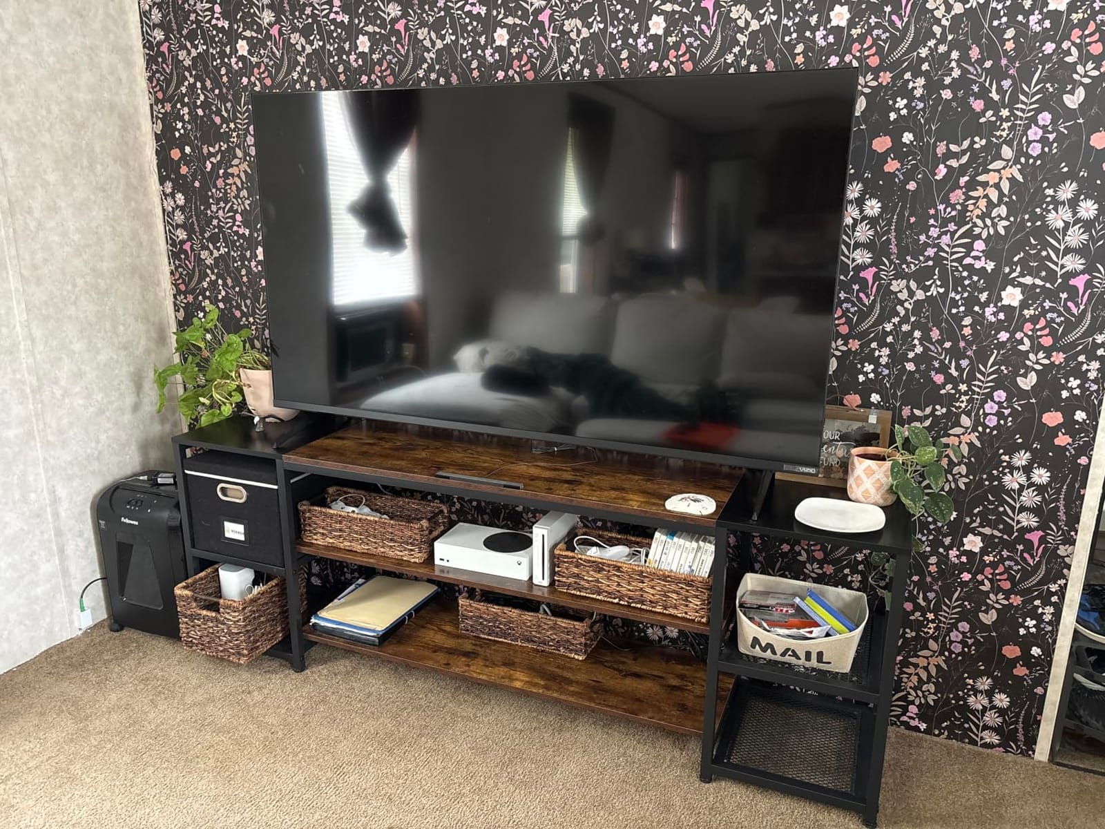 Tribesigns 78 Inch TV Stand for TVs up to 85 Inch, Media Entertainment Center Console Table, Industrial 3-Tier TV Console Table with Storage Shelves for Living Room, Entertainment Room customer photo 2