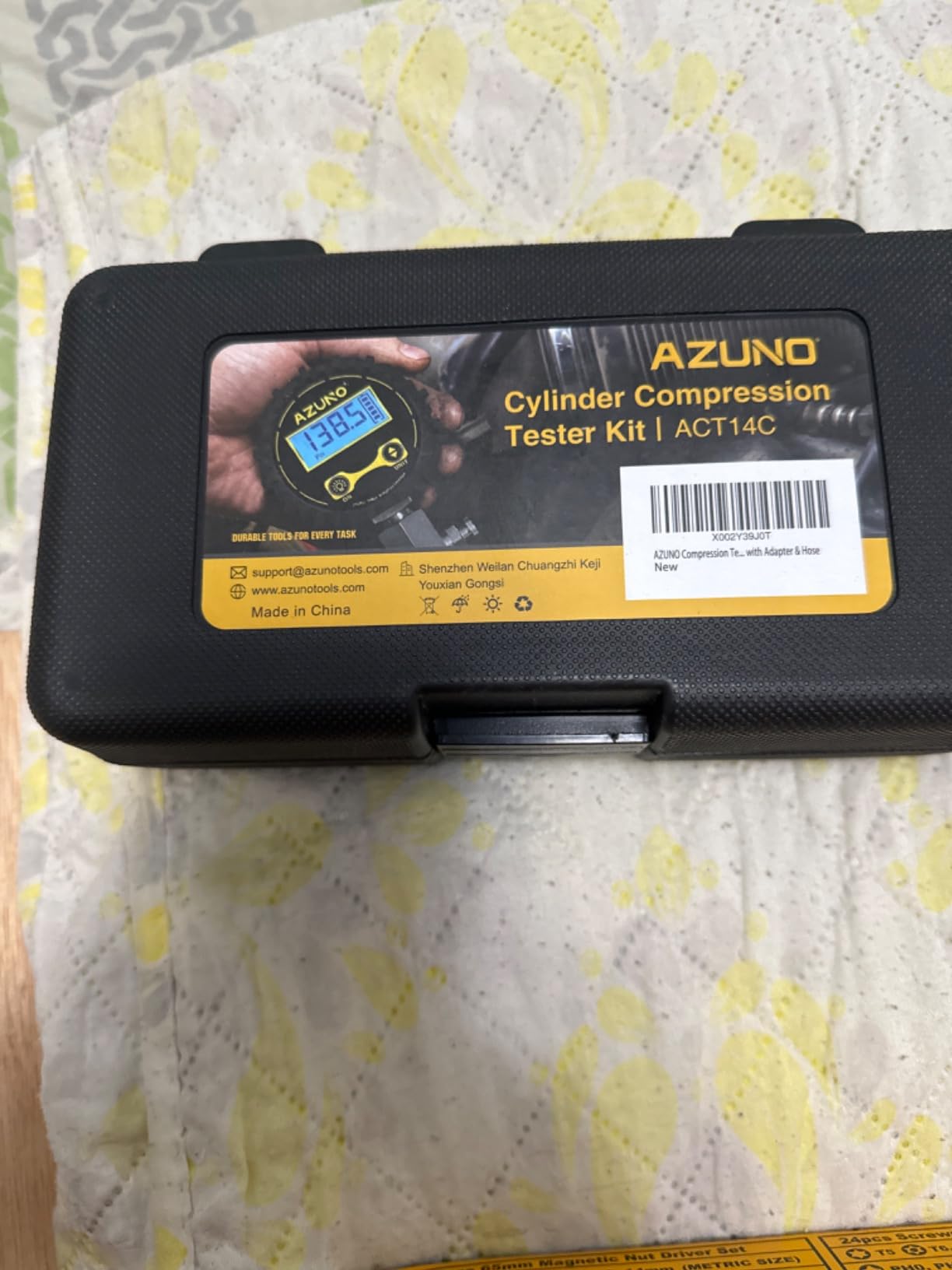 AZUNO Compression Tester Automotive, Digital Compression Gauge 200 PSI for Petrol Engine Cylinder Compression Tester Kit with Adapter & Hose customer photo 1