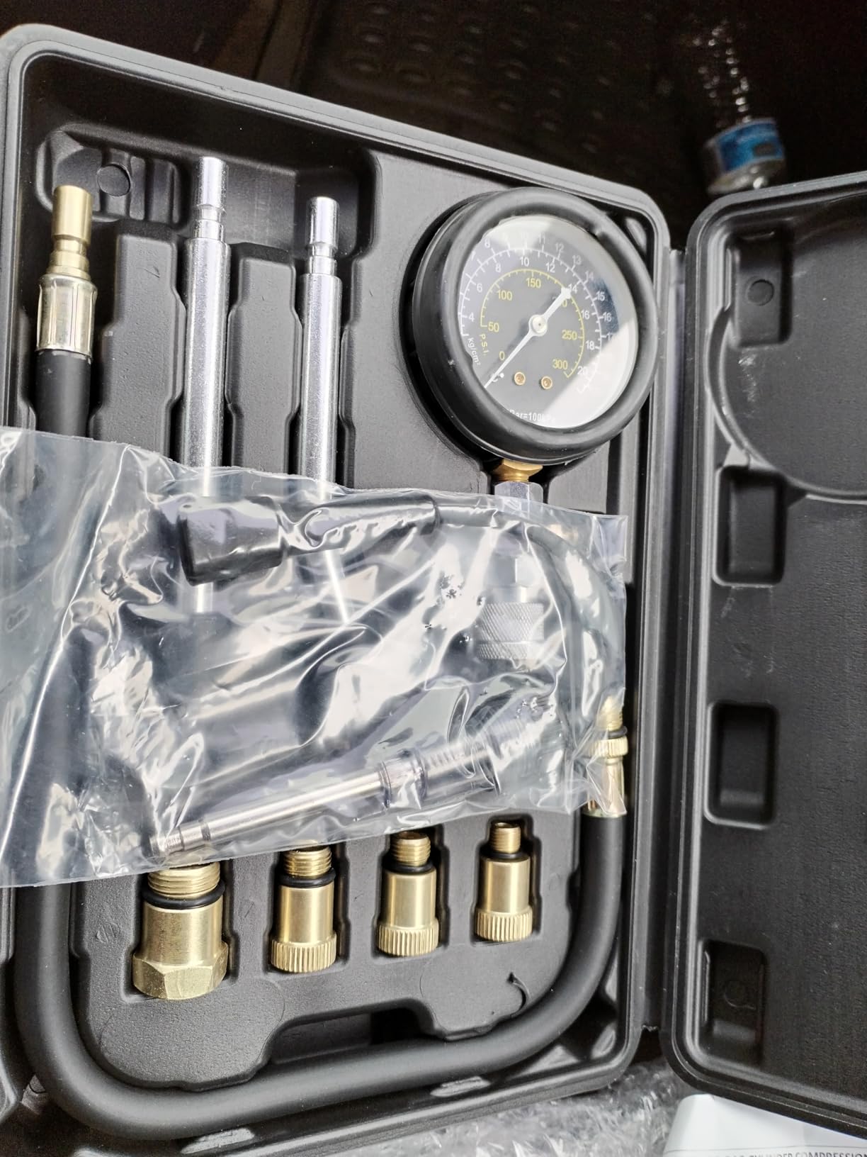 9 Pcs Automotive Compression Tester Kit and Spark Plug Tester, Red customer photo 2