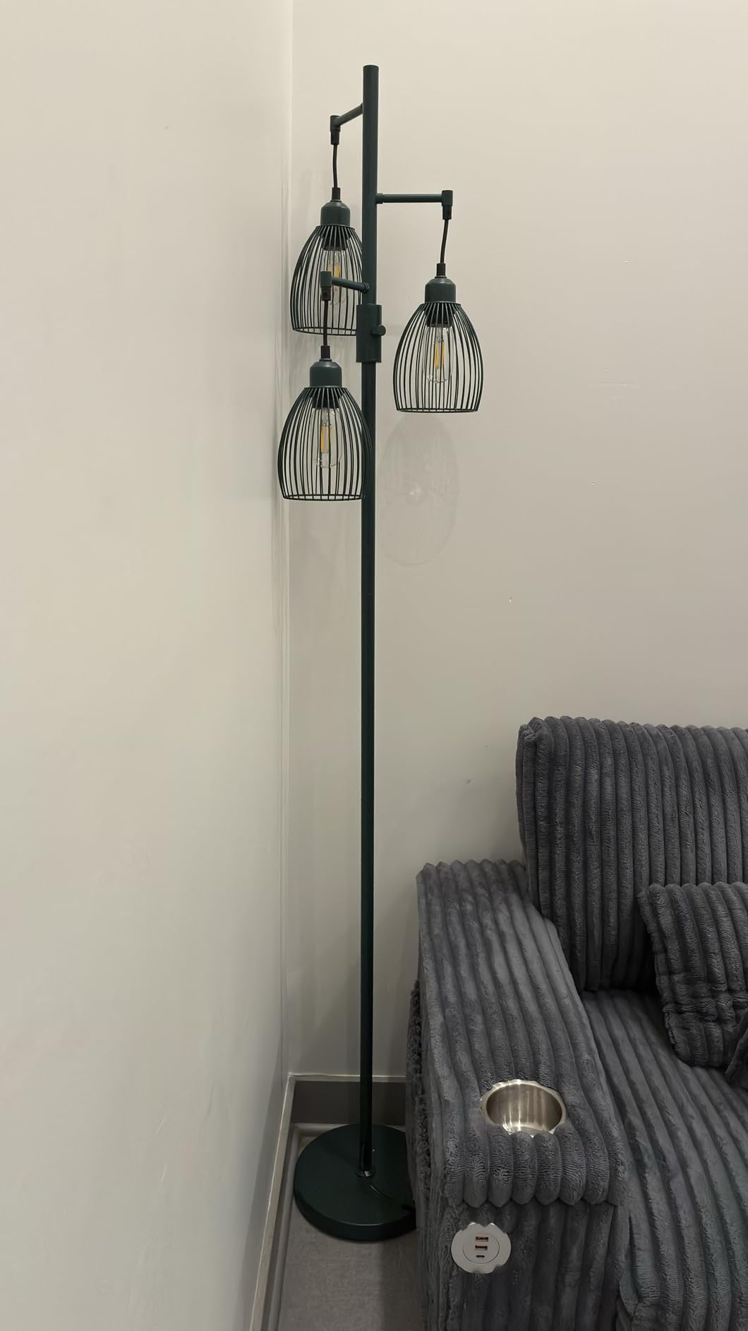 Dimmable Floor Lamp, Industrial Floor Lamps for Living Room, Gold Tree Lamp Standing Lamp Tall Lamps with 3 Elegant Teardrop Cage Head & 800 Lumens LED Bulbs customer photo 1