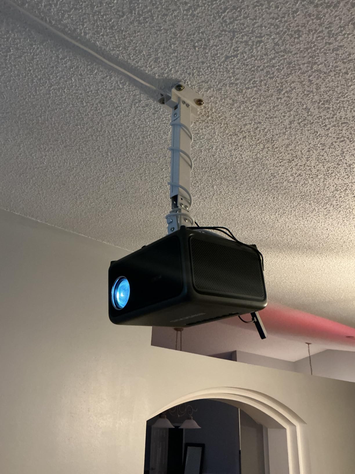 WALI Universal 3-in-1 Projector Ceiling Wall Mount for LCD/DLP Projectors | Height Adjustable Projector Bracket with Extension Pole, Supports up to 44lbs, (PM-003-W), White customer photo 2