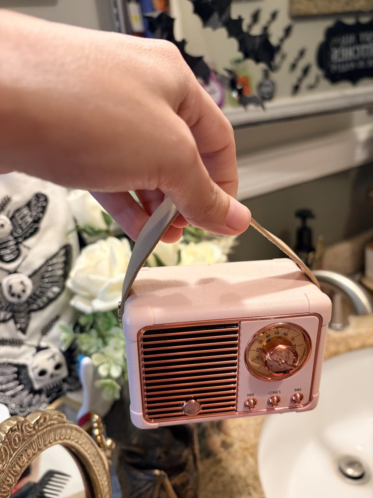 Dosmix Retro Bluetooth Speaker, Small Vintage Decor, Cute Birthday Gifts Blue | Gifts for women teenage portable mini wireless old Fashion style for kitchen desk bedroom office outdoor accessories customer photo 2