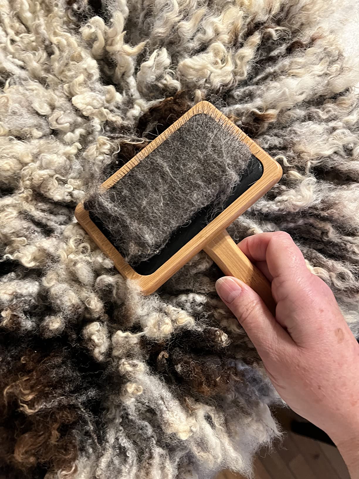 Woolbuddy Large Wool Carder Brush for Felting & Pets, 2PCS 4.75 x 3.25 Inch customer photo 1