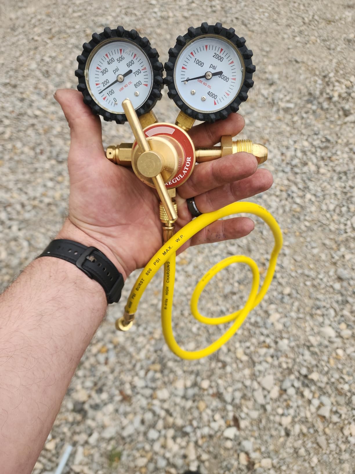 RX WELD Nitrogen Regulator, 0-800 PSI, CGA580 Inlet, 1/4